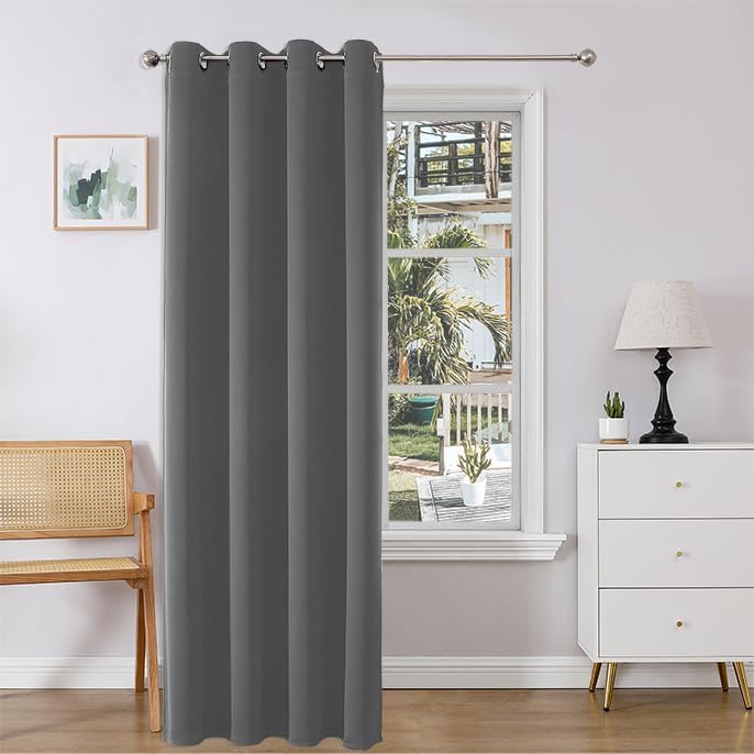 Joydeco Door Curtain for Closet Doors 78 Inches Long 1 Panel, Blackout Doorway Curtain for Open Closet Bedroom, Room Divider for Privacy (Grey, 40Wx78L)