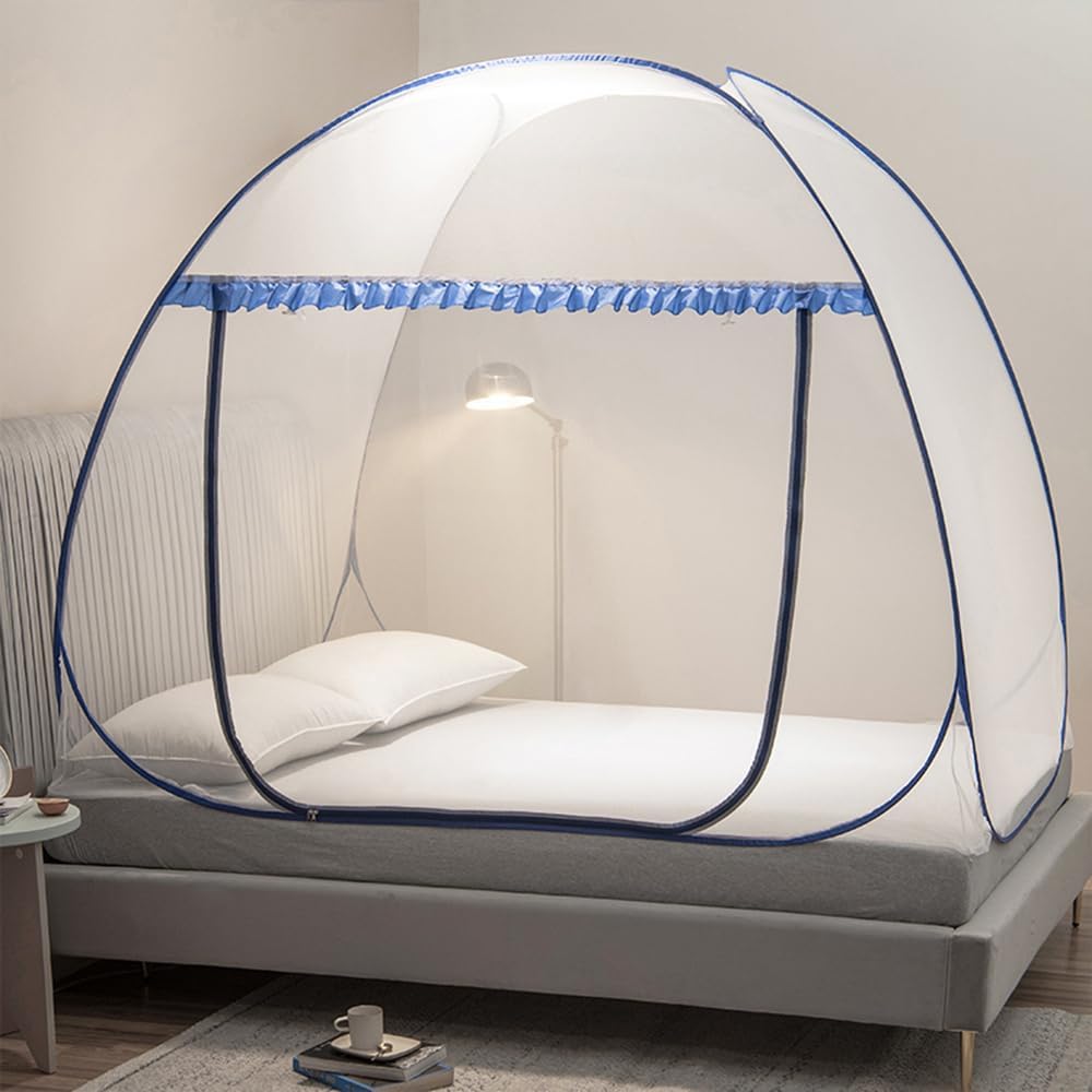 Mengersi Mosquito Net Tent for Bed,Pop-Up Bed Canopy with Net Bottom,Mosquito Netting Bed Tent for Kids Girls Boys,Bed,Suit for Indoor Outdoor (Twin, Gray),CAN3023114