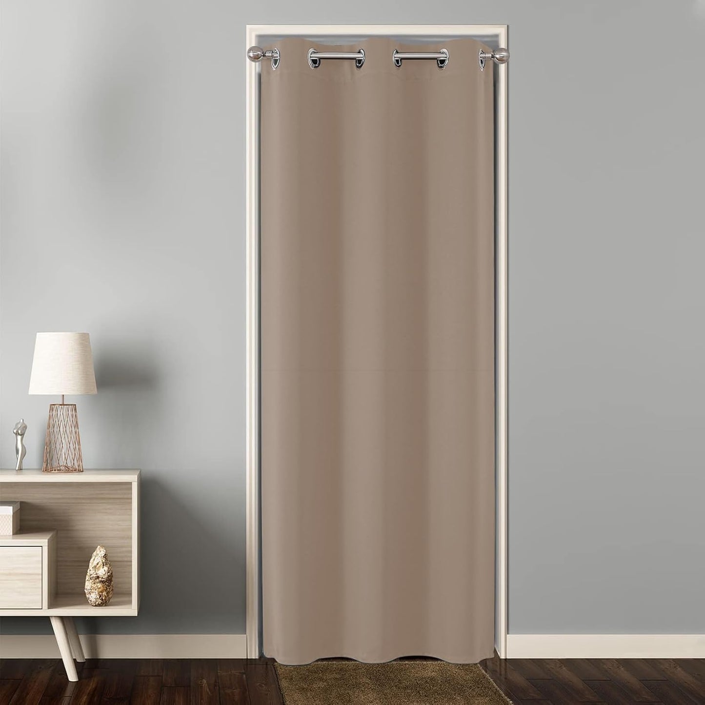 Joydeco Door Curtain for Closet Doors 78 Inches Long 1 Panel, Blackout Doorway Curtain for Open Closet Bedroom, Room Divider for Privacy (Grey, 40Wx78L)