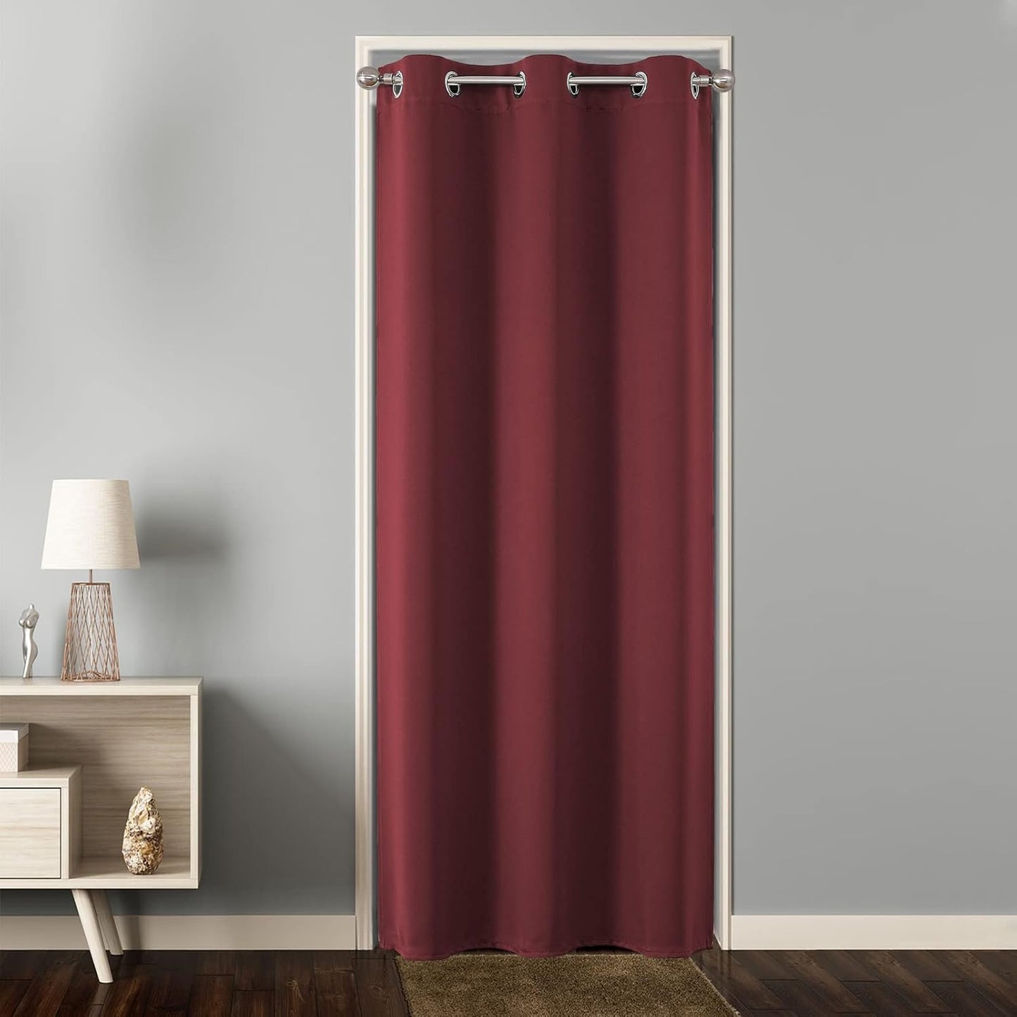 Joydeco Door Curtain for Closet Doors 78 Inches Long 1 Panel, Blackout Doorway Curtain for Open Closet Bedroom, Room Divider for Privacy (Grey, 40Wx78L)