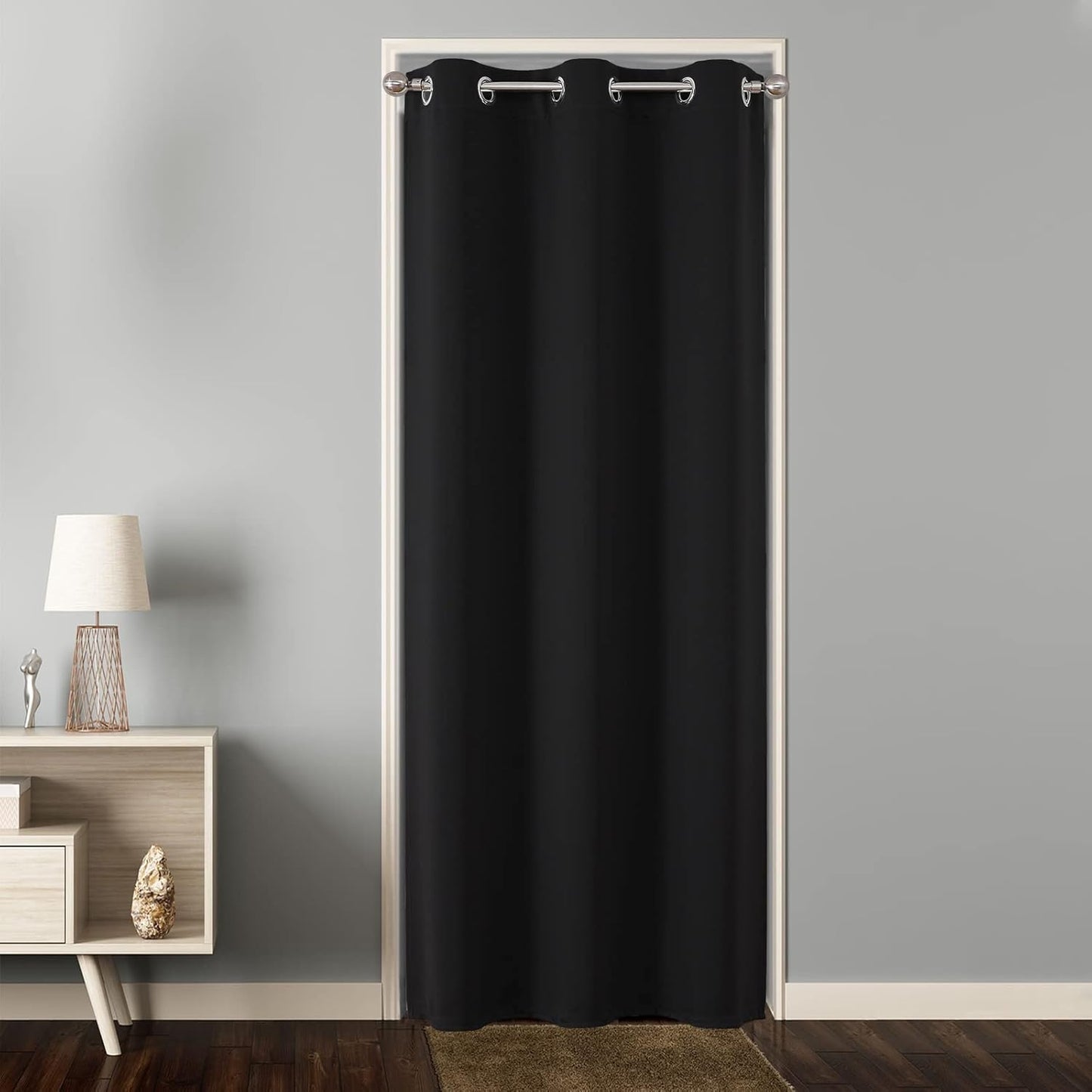 Joydeco Door Curtain for Closet Doors 78 Inches Long 1 Panel, Blackout Doorway Curtain for Open Closet Bedroom, Room Divider for Privacy (Grey, 40Wx78L)