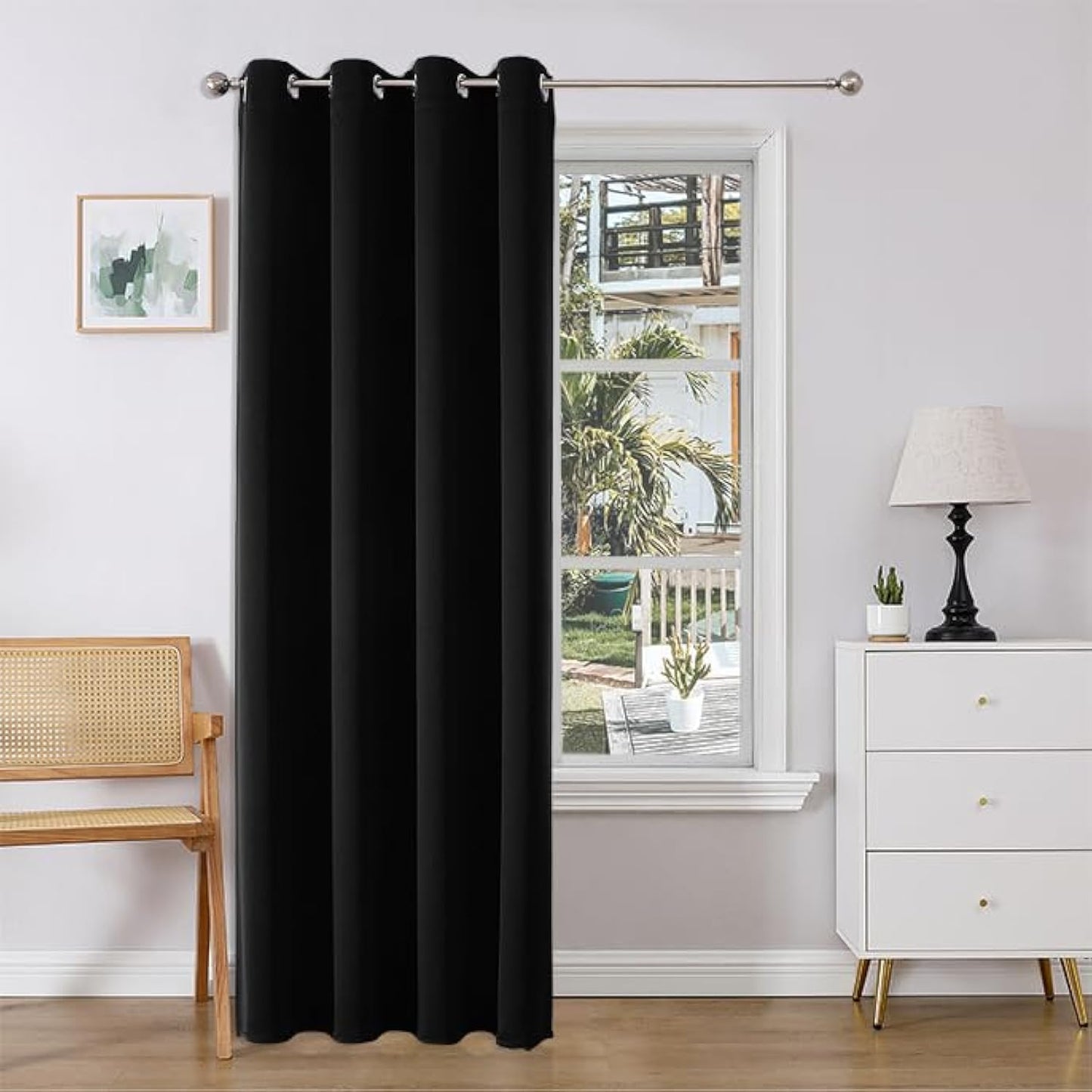Joydeco Door Curtain for Closet Doors 78 Inches Long 1 Panel, Blackout Doorway Curtain for Open Closet Bedroom, Room Divider for Privacy (Grey, 40Wx78L)