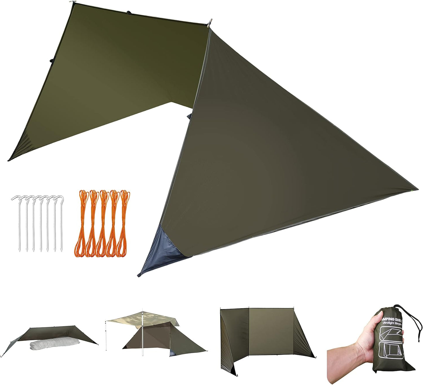 Onewind Camping Mosquito Net for Cot, Shelter Bugnet Camping Screen Room Ultralight No-See-Um Breathable Mesh Bugnet Mosquito Netting with Double Sided Zipper, Black