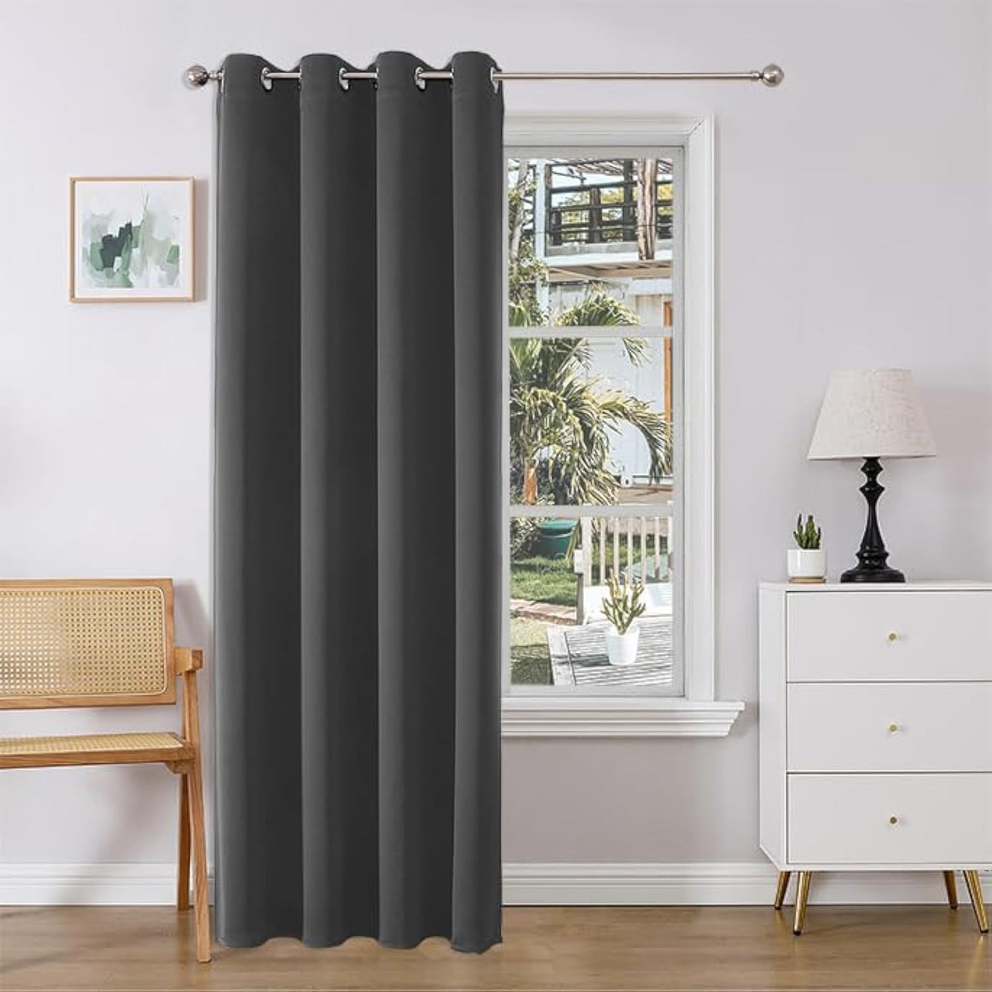 Joydeco Door Curtain for Closet Doors 78 Inches Long 1 Panel, Blackout Doorway Curtain for Open Closet Bedroom, Room Divider for Privacy (Grey, 40Wx78L)