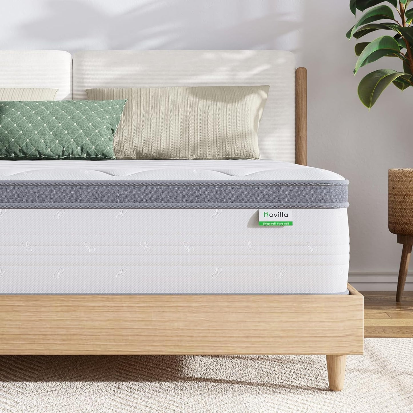 Novilla King Mattress, 12 Inch Hybrid Mattress King with Comfort Foam, Innerspring Pillow Top Mattresses in a Box, Comfort Layer for Pressure & Pain Relief, Soft Feel but Supportive