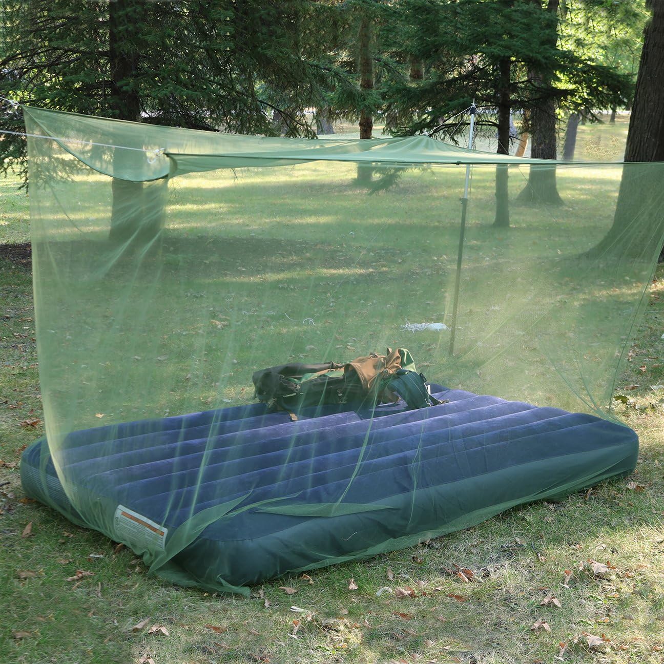 Coghlan's Double Rectangular Mosquito Net – Insect Protection for Camping, Hiking & Travel – Fits Two Sleeping Bags or Cots – Includes Setup Kit & Carry Bag – Green, 63" x 78" x 78"