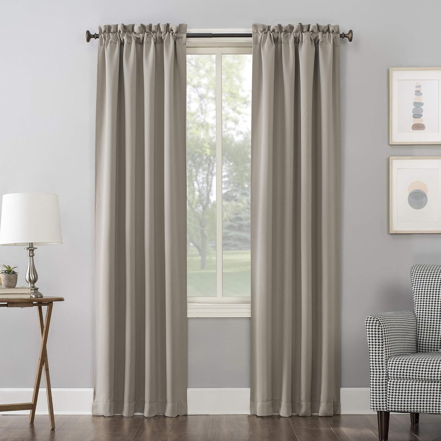 Sun Zero Easton Energy Saving Blackout Rod Pocket Curtain Panel, 40" x 84", Black