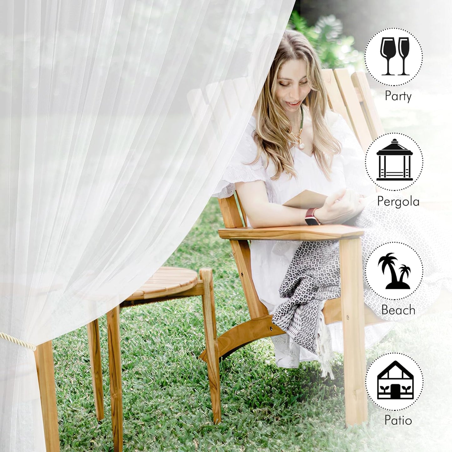 NICETOWN 2 Panels Outdoor Mosquito Netting for Patio Waterproof, Extra Wide 118" Airy Mesh Net Outdoor Sheer Curtains Privacy, Rod Pocket DIY Adjustable Length & Width for Sunroom, W118 x L98, White