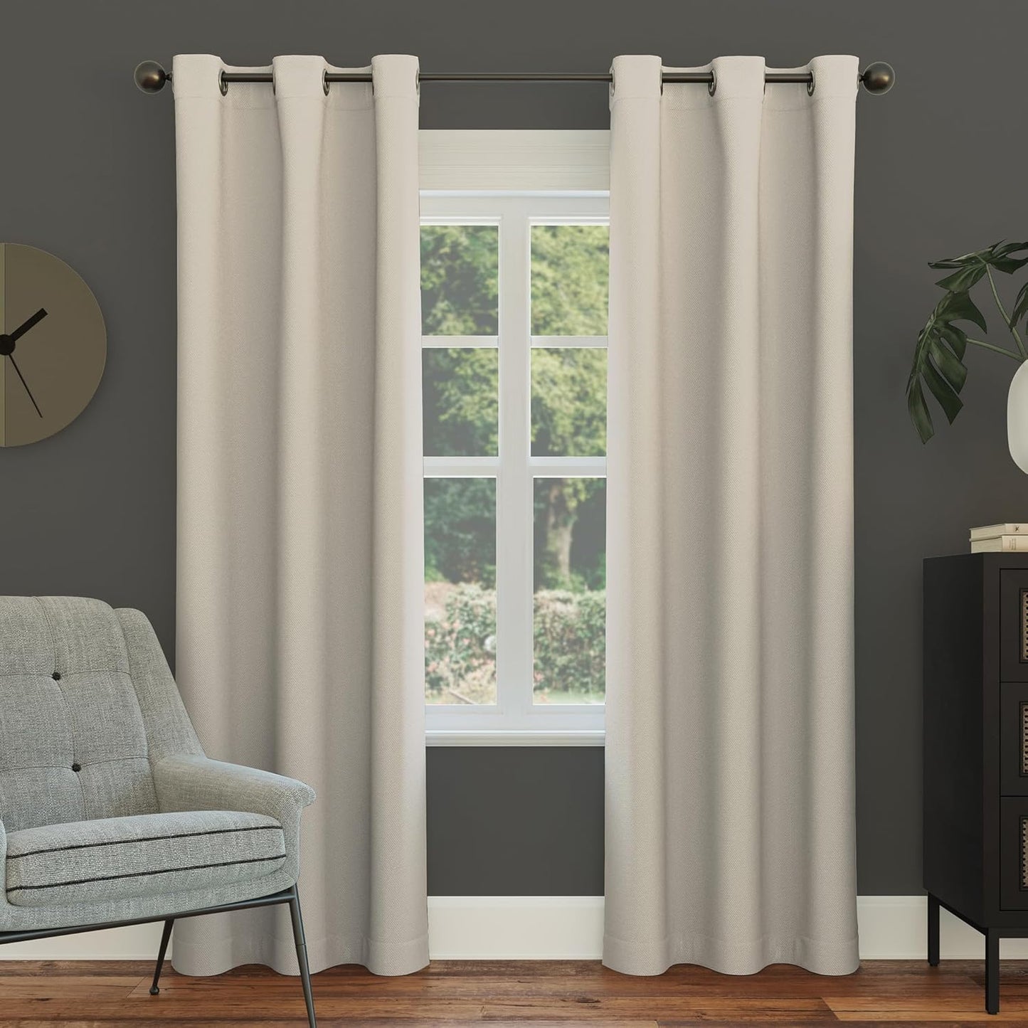 Sun Zero Easton Energy Saving Blackout Rod Pocket Curtain Panel, 40" x 84", Black