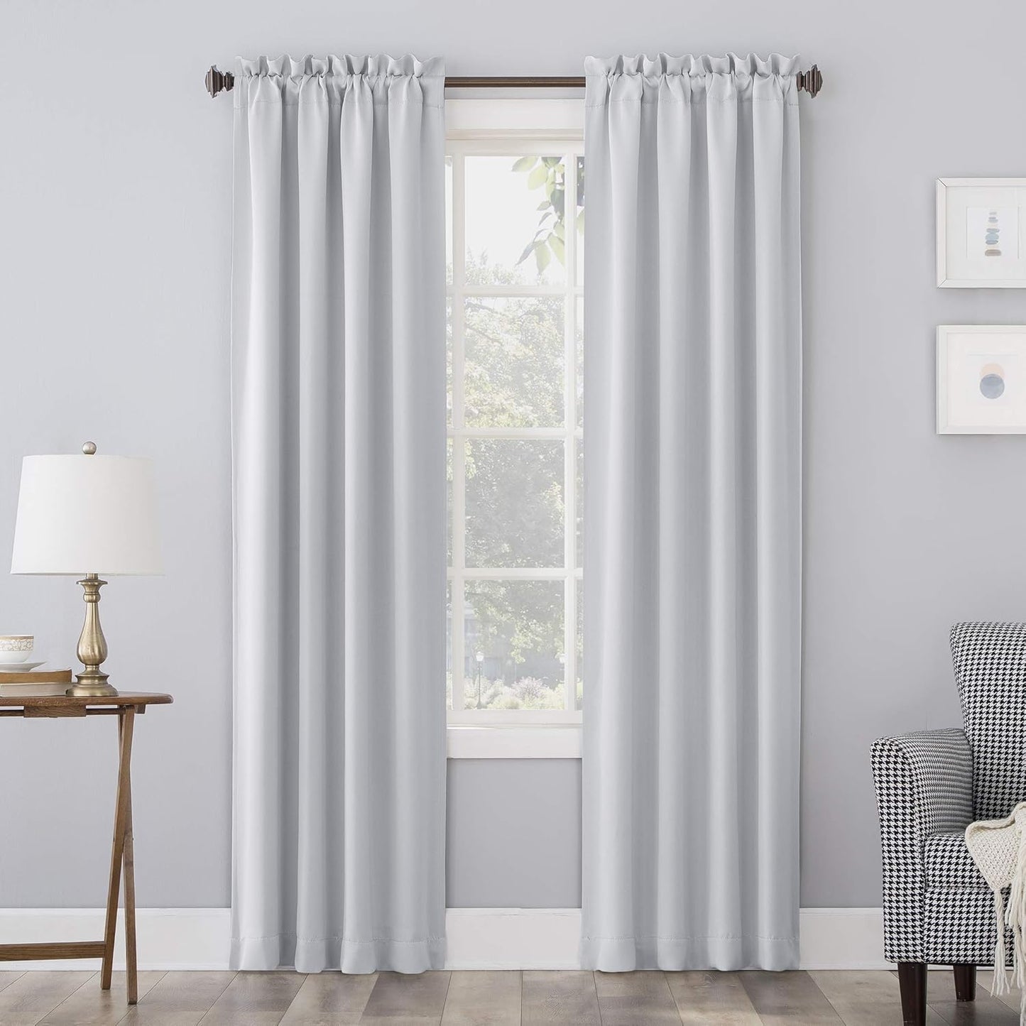Sun Zero Easton Energy Saving Blackout Rod Pocket Curtain Panel, 40" x 84", Black