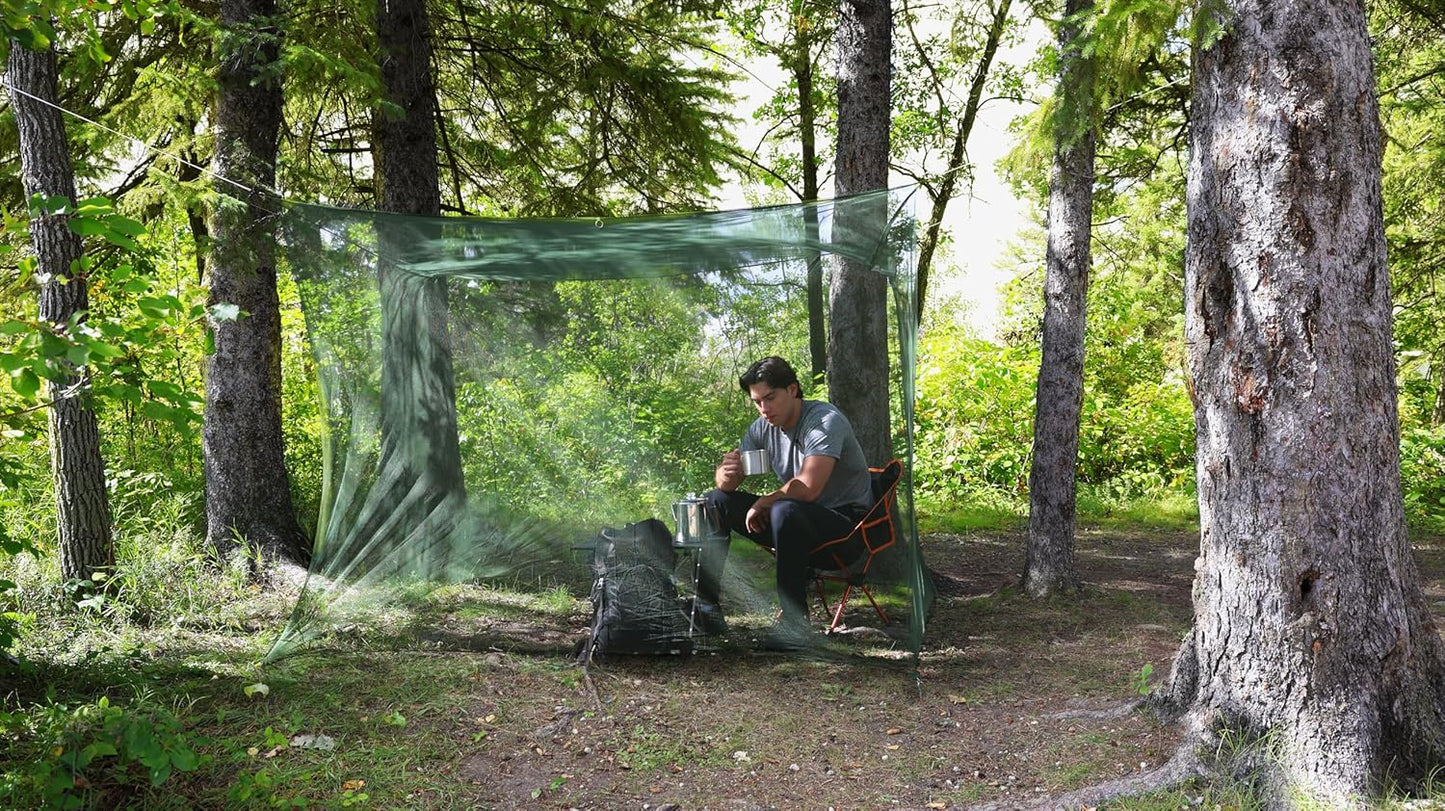 Coghlan's Double Rectangular Mosquito Net – Insect Protection for Camping, Hiking & Travel – Fits Two Sleeping Bags or Cots – Includes Setup Kit & Carry Bag – Green, 63" x 78" x 78"