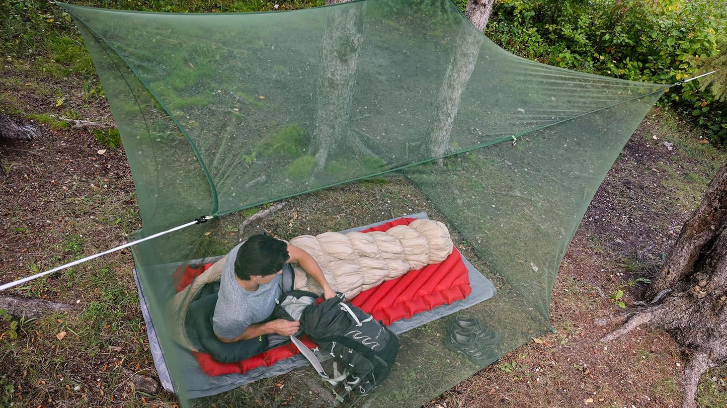 Coghlan's Double Rectangular Mosquito Net – Insect Protection for Camping, Hiking & Travel – Fits Two Sleeping Bags or Cots – Includes Setup Kit & Carry Bag – Green, 63" x 78" x 78"