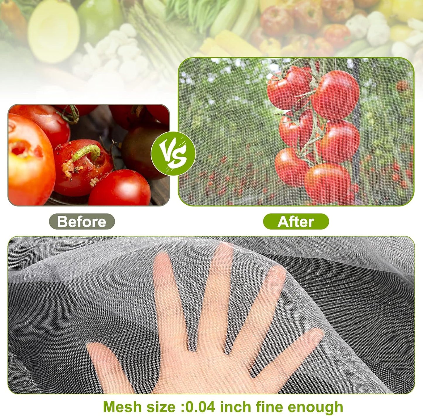 Garden Netting, 2 Pack 10x33Ft Ultra Fine Mesh Netting Pest Barrier Protection Bird Mosquito Net Plants Cover for Vegetables Fruits Flowers Crops Greenhouse Row Cover Raised Bed Patio Mesh Netting