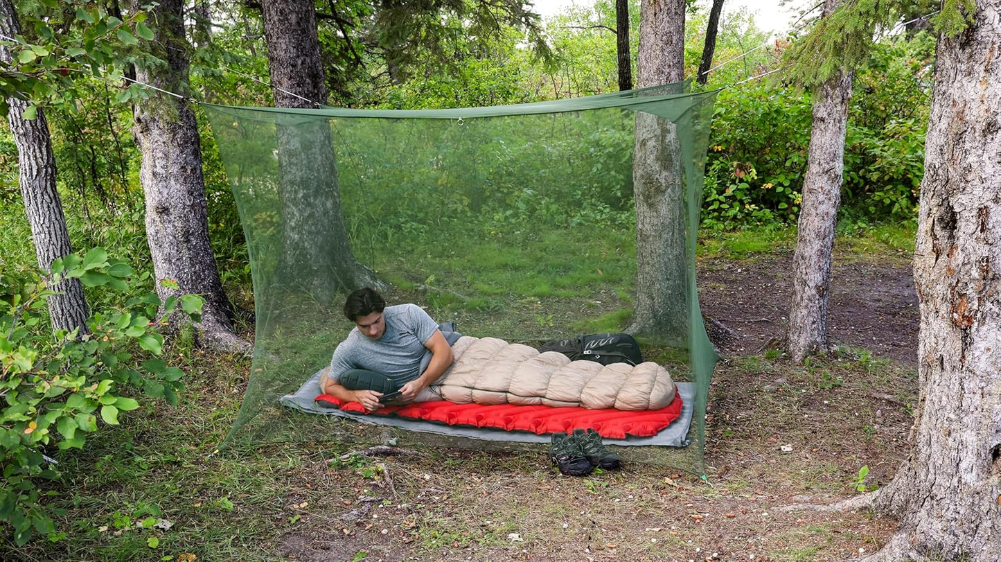 Coghlan's Double Rectangular Mosquito Net – Insect Protection for Camping, Hiking & Travel – Fits Two Sleeping Bags or Cots – Includes Setup Kit & Carry Bag – Green, 63" x 78" x 78"