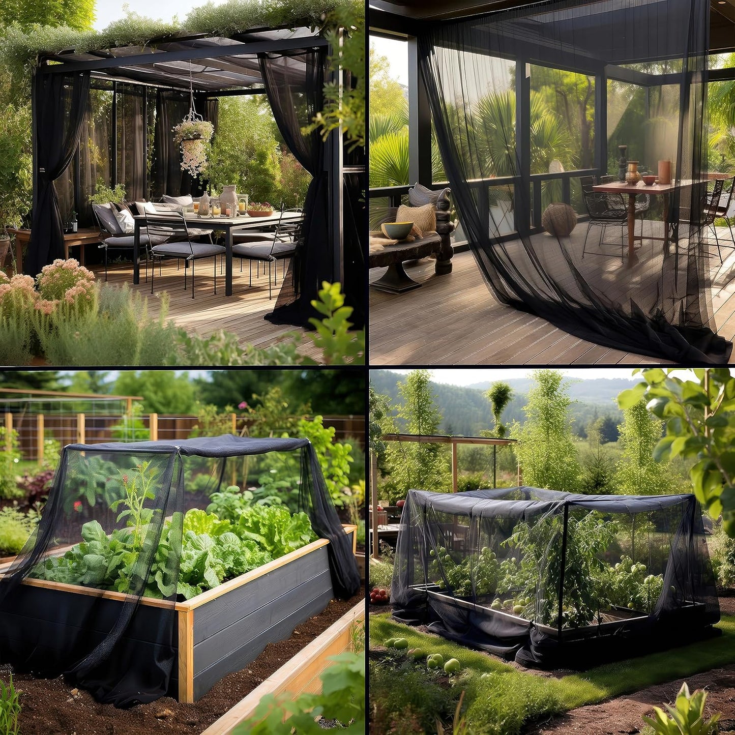 Black DIY Mosquito Net Fabric | 10x20 FT Netting | Insect Cover for Garden, Patio, Outdoor & Windows | Multiple Sizes in Black, White & Green | Raised Bed Screen Mesh Barrier