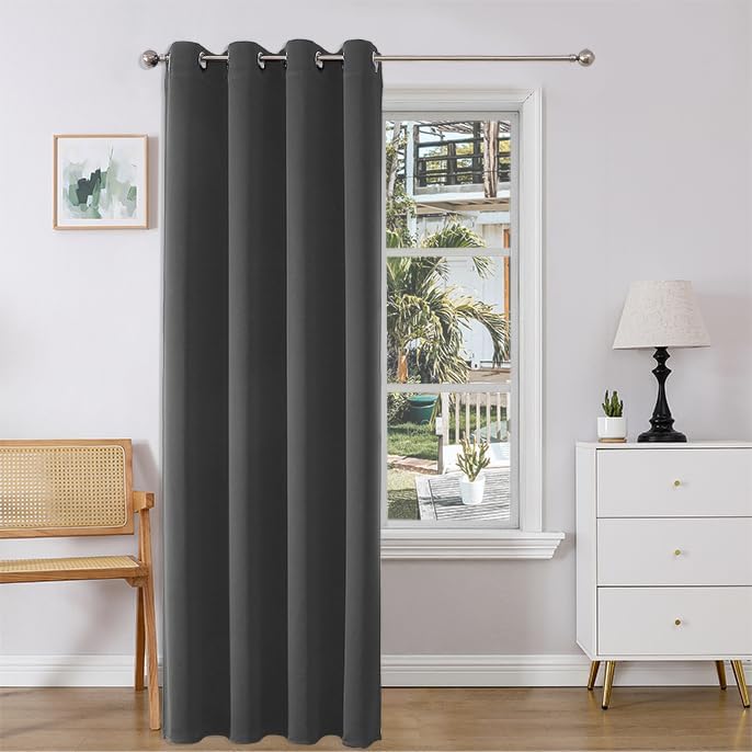 Joydeco Door Curtain for Closet Doors 78 Inches Long 1 Panel, Blackout Doorway Curtain for Open Closet Bedroom, Room Divider for Privacy (Grey, 40Wx78L)