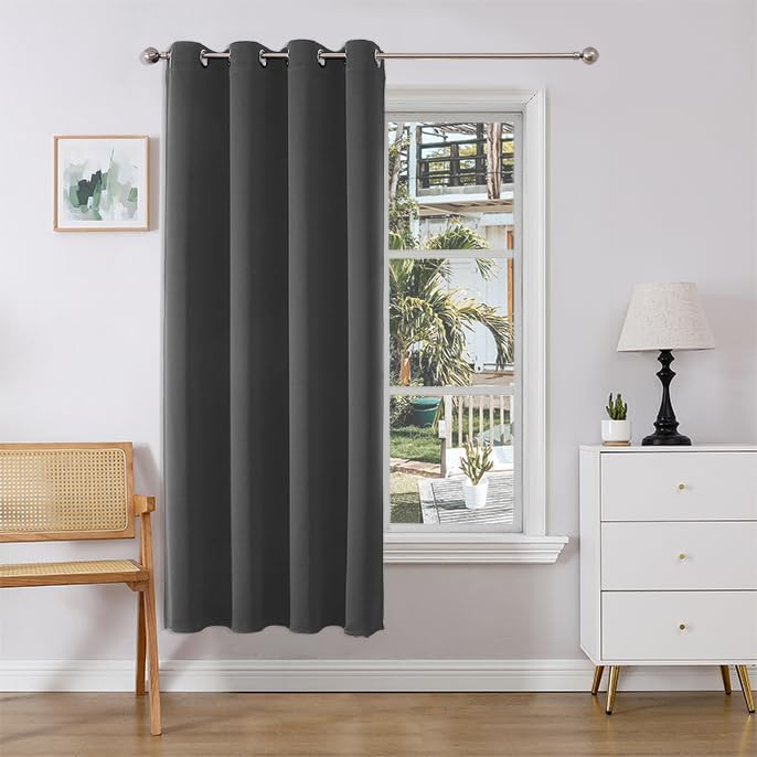 Joydeco Door Curtain for Closet Doors 78 Inches Long 1 Panel, Blackout Doorway Curtain for Open Closet Bedroom, Room Divider for Privacy (Grey, 40Wx78L)