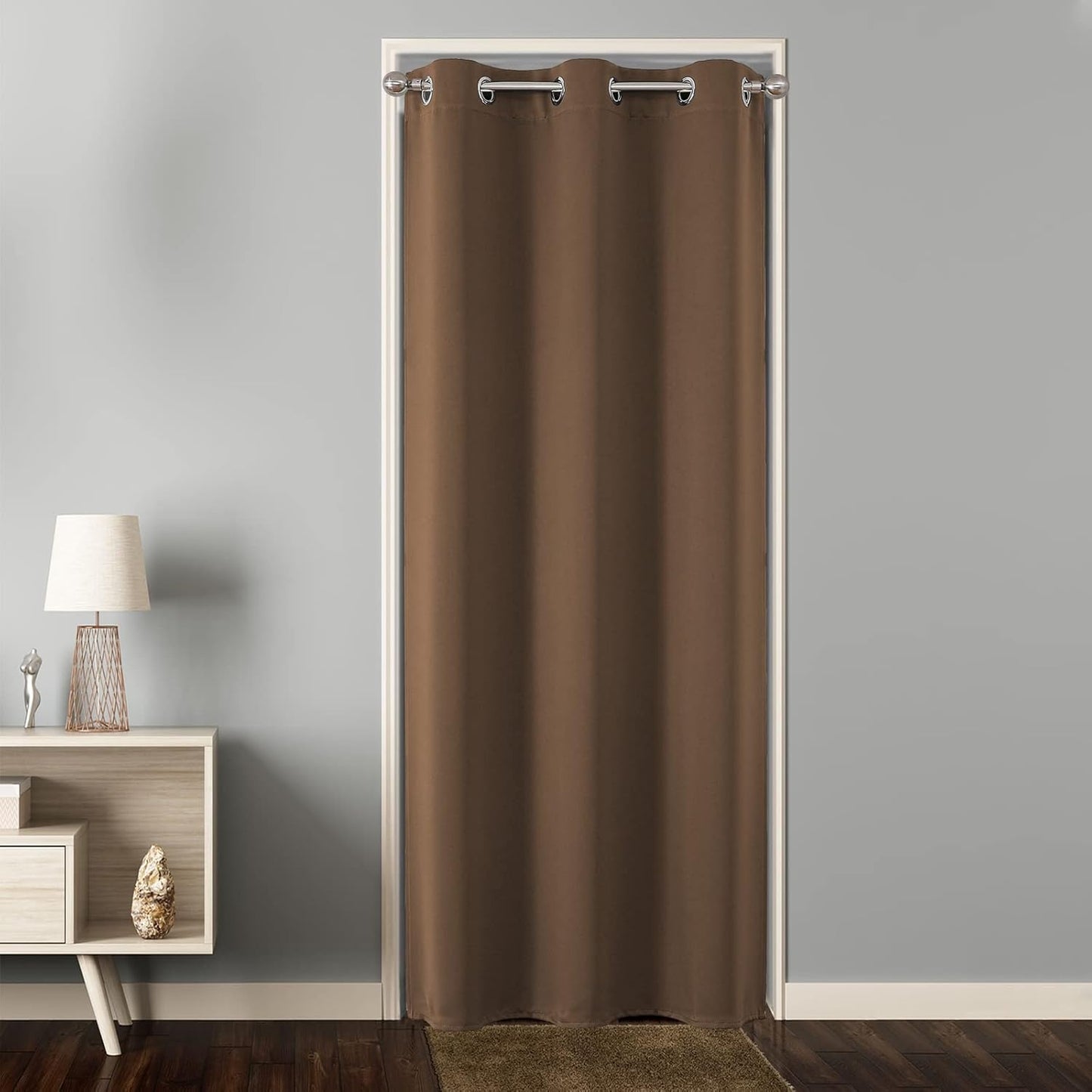 Joydeco Door Curtain for Closet Doors 78 Inches Long 1 Panel, Blackout Doorway Curtain for Open Closet Bedroom, Room Divider for Privacy (Grey, 40Wx78L)