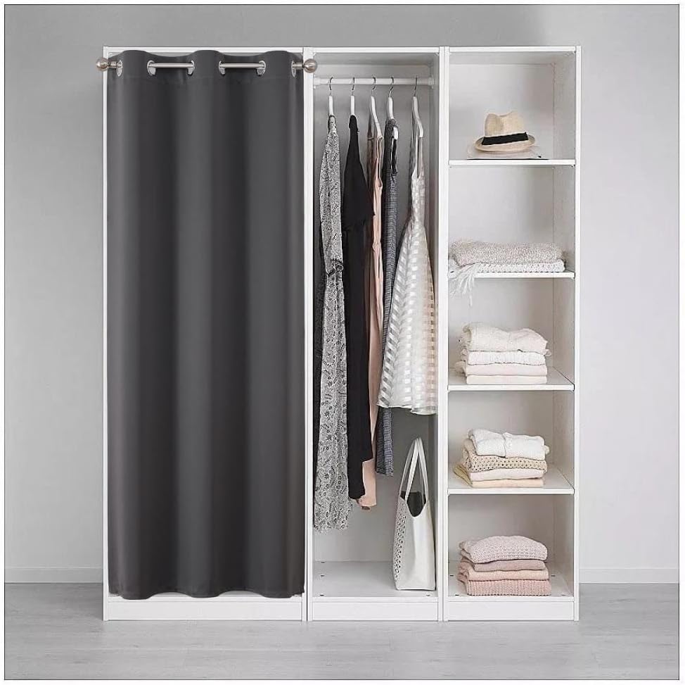 Joydeco Door Curtain for Closet Doors 78 Inches Long 1 Panel, Blackout Doorway Curtain for Open Closet Bedroom, Room Divider for Privacy (Grey, 40Wx78L)