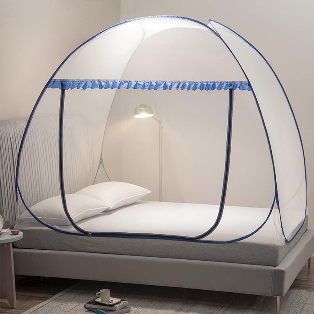 Mengersi Mosquito Net Tent for Bed,Pop-Up Bed Canopy with Net Bottom,Mosquito Netting Bed Tent for Kids Girls Boys,Bed,Suit for Indoor Outdoor (Twin, Gray),CAN3023114