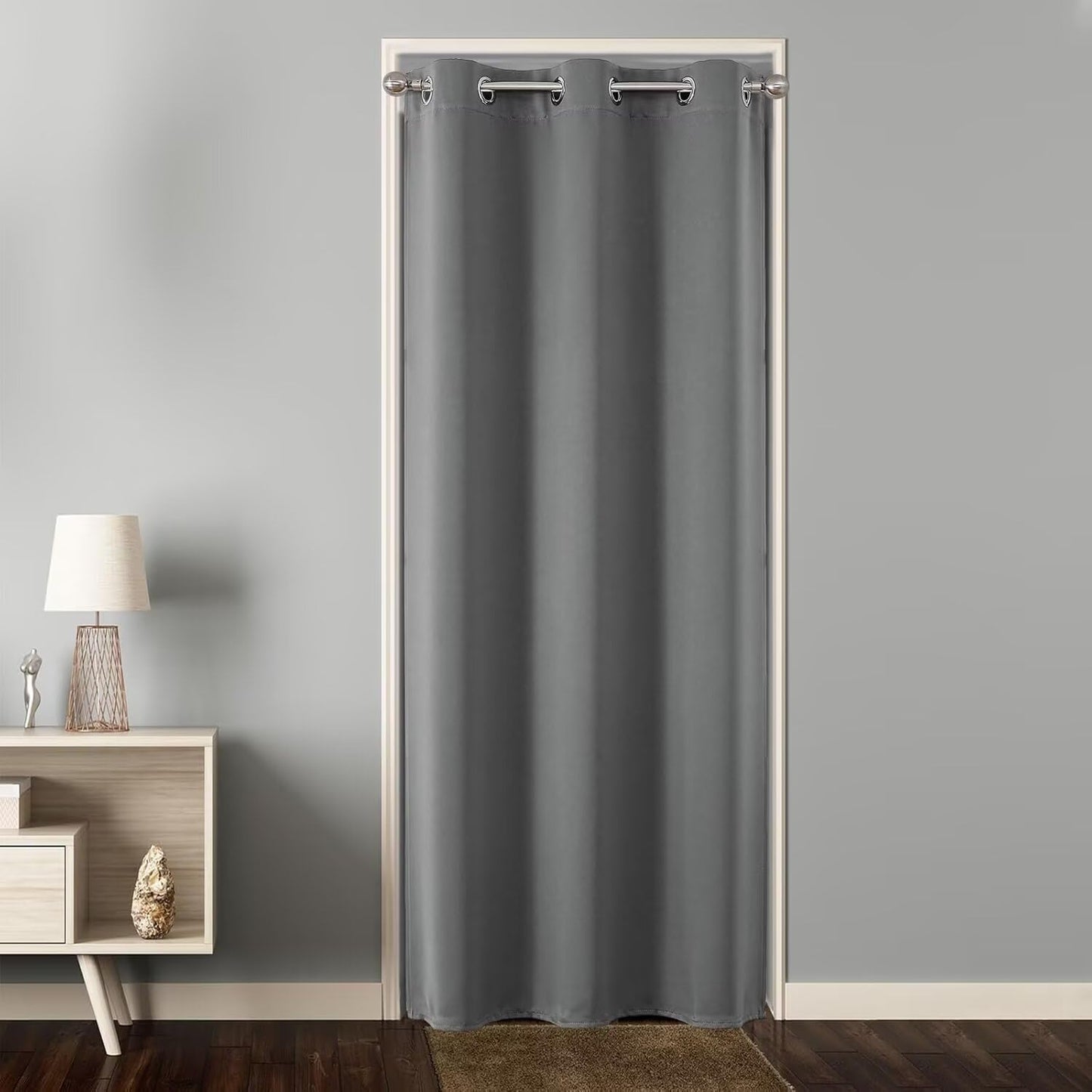 Joydeco Door Curtain for Closet Doors 78 Inches Long 1 Panel, Blackout Doorway Curtain for Open Closet Bedroom, Room Divider for Privacy (Grey, 40Wx78L)
