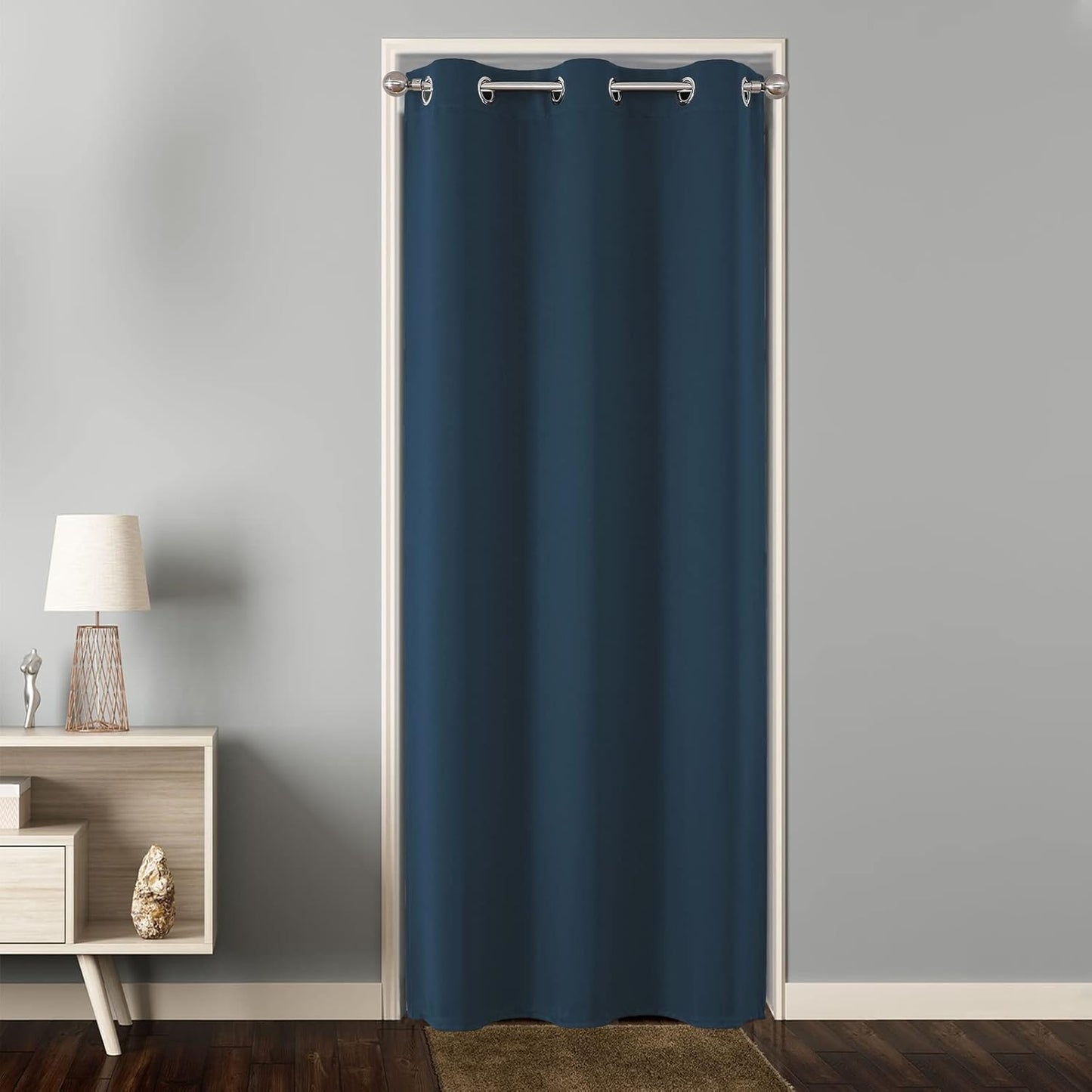 Joydeco Door Curtain for Closet Doors 78 Inches Long 1 Panel, Blackout Doorway Curtain for Open Closet Bedroom, Room Divider for Privacy (Grey, 40Wx78L)