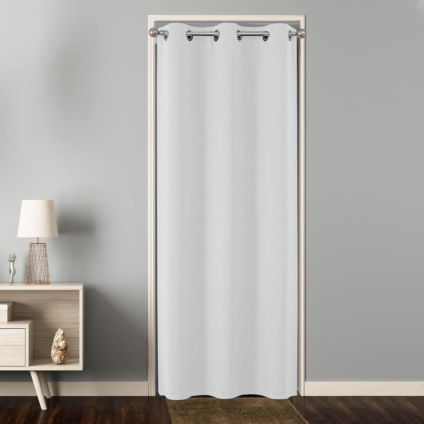 Joydeco Door Curtain for Closet Doors 78 Inches Long 1 Panel, Blackout Doorway Curtain for Open Closet Bedroom, Room Divider for Privacy (Grey, 40Wx78L)