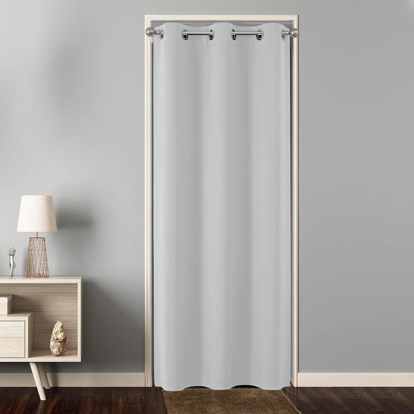 Joydeco Door Curtain for Closet Doors 78 Inches Long 1 Panel, Blackout Doorway Curtain for Open Closet Bedroom, Room Divider for Privacy (Grey, 40Wx78L)