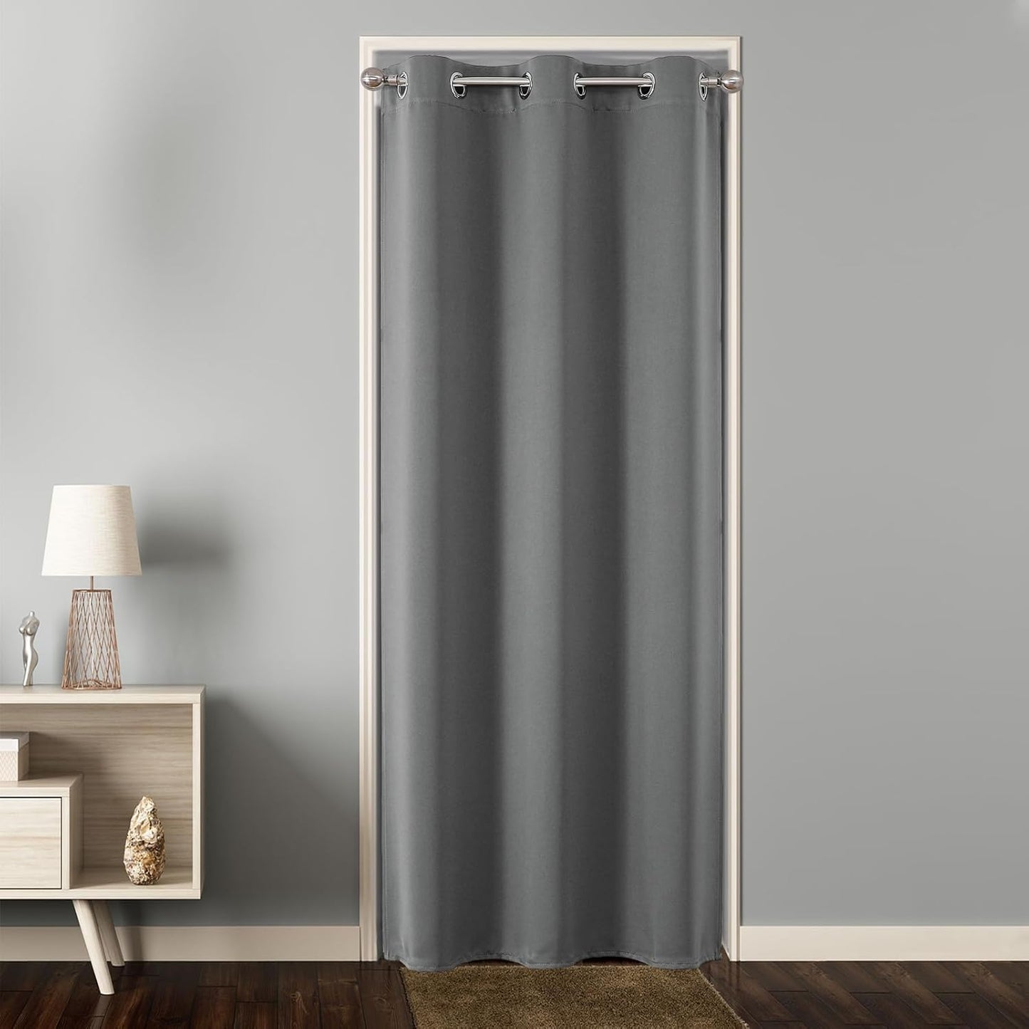 Joydeco Door Curtain for Closet Doors 78 Inches Long 1 Panel, Blackout Doorway Curtain for Open Closet Bedroom, Room Divider for Privacy (Grey, 40Wx78L)