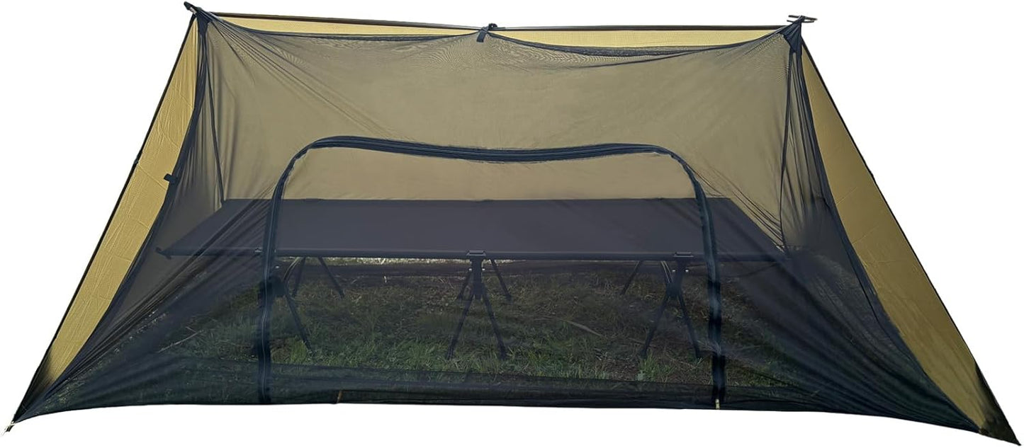 Onewind Camping Mosquito Net for Cot, Shelter Bugnet Camping Screen Room Ultralight No-See-Um Breathable Mesh Bugnet Mosquito Netting with Double Sided Zipper, Black