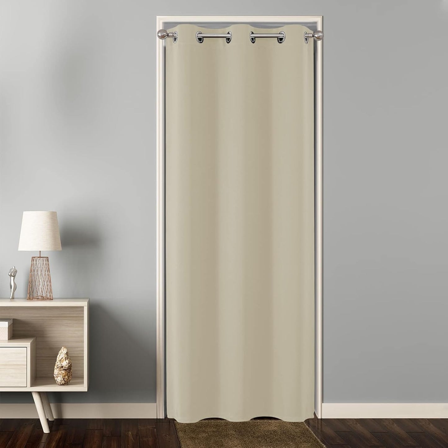 Joydeco Door Curtain for Closet Doors 78 Inches Long 1 Panel, Blackout Doorway Curtain for Open Closet Bedroom, Room Divider for Privacy (Grey, 40Wx78L)