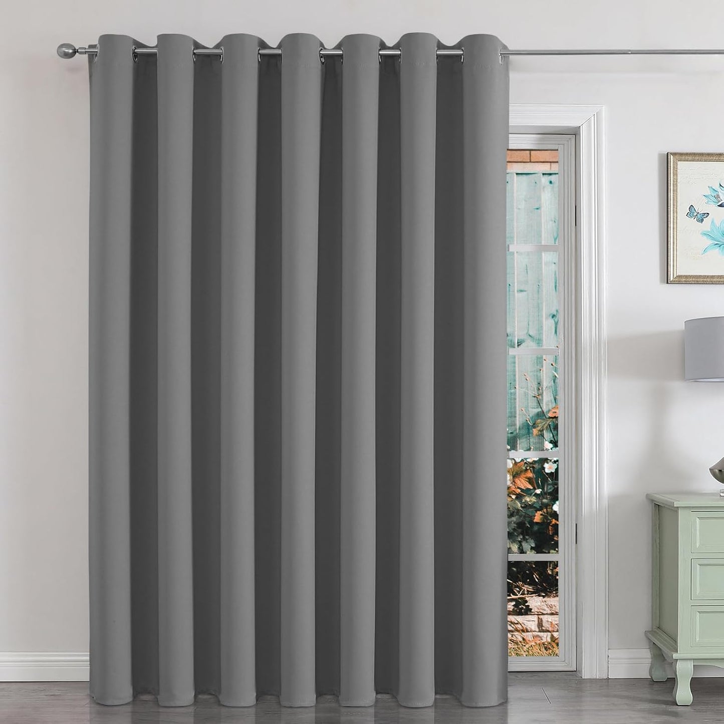 Joydeco Door Curtain for Closet Doors 78 Inches Long 1 Panel, Blackout Doorway Curtain for Open Closet Bedroom, Room Divider for Privacy (Grey, 40Wx78L)