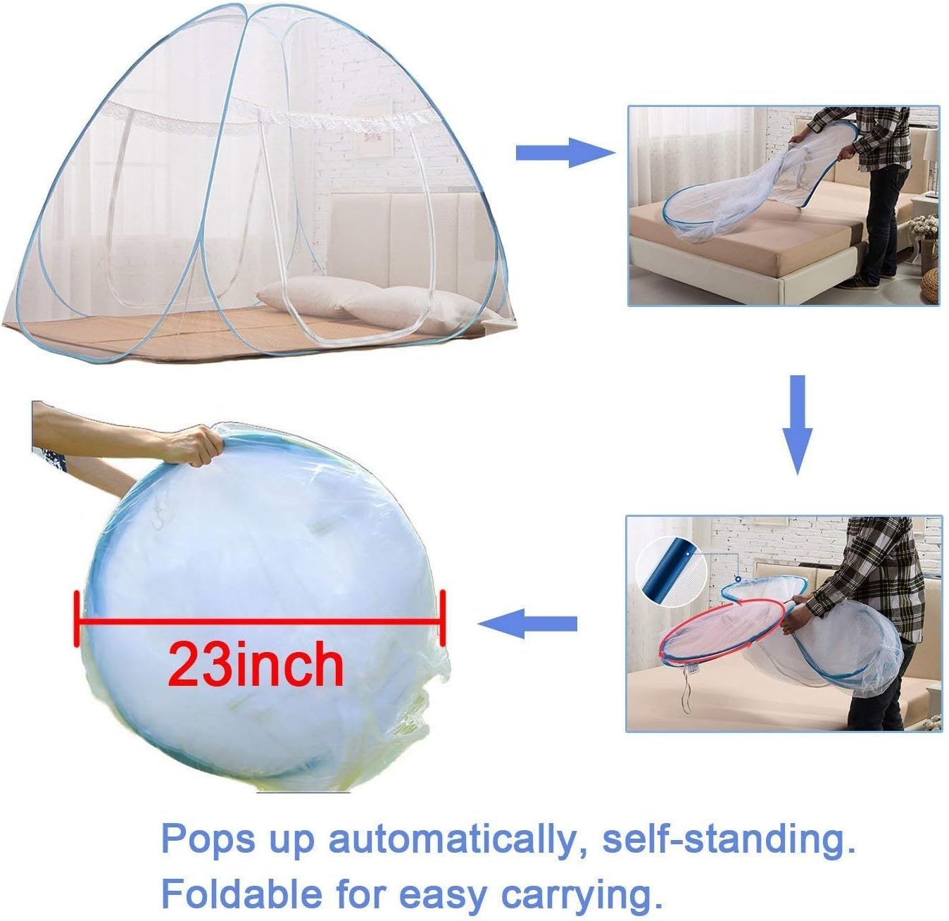 NICE PURCHASE New Portable Folding Mosquito Net Tent Freestand Bed 1 or 2 Openings (1.0m(75 by 38 inches LxW))