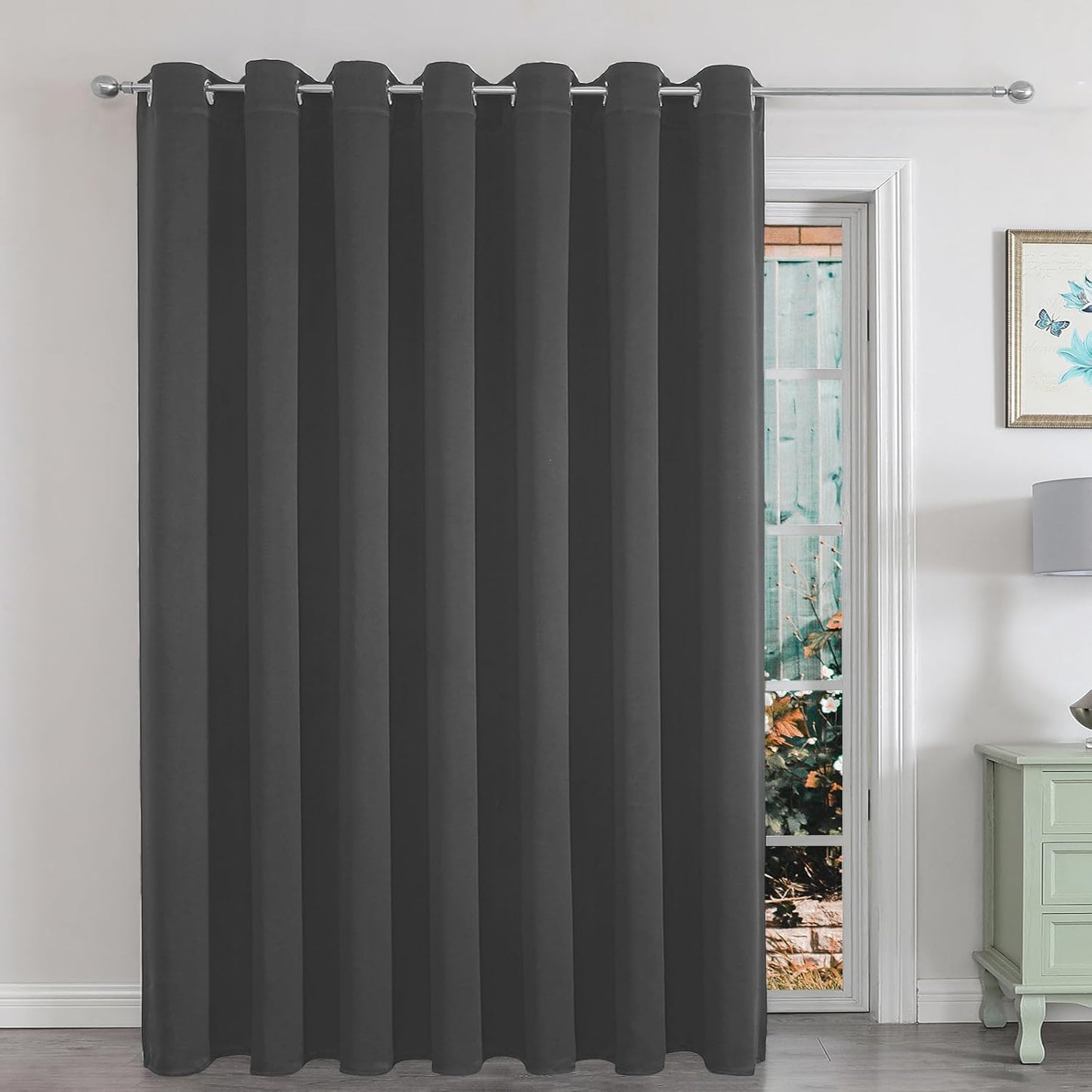 Joydeco Door Curtain for Closet Doors 78 Inches Long 1 Panel, Blackout Doorway Curtain for Open Closet Bedroom, Room Divider for Privacy (Grey, 40Wx78L)