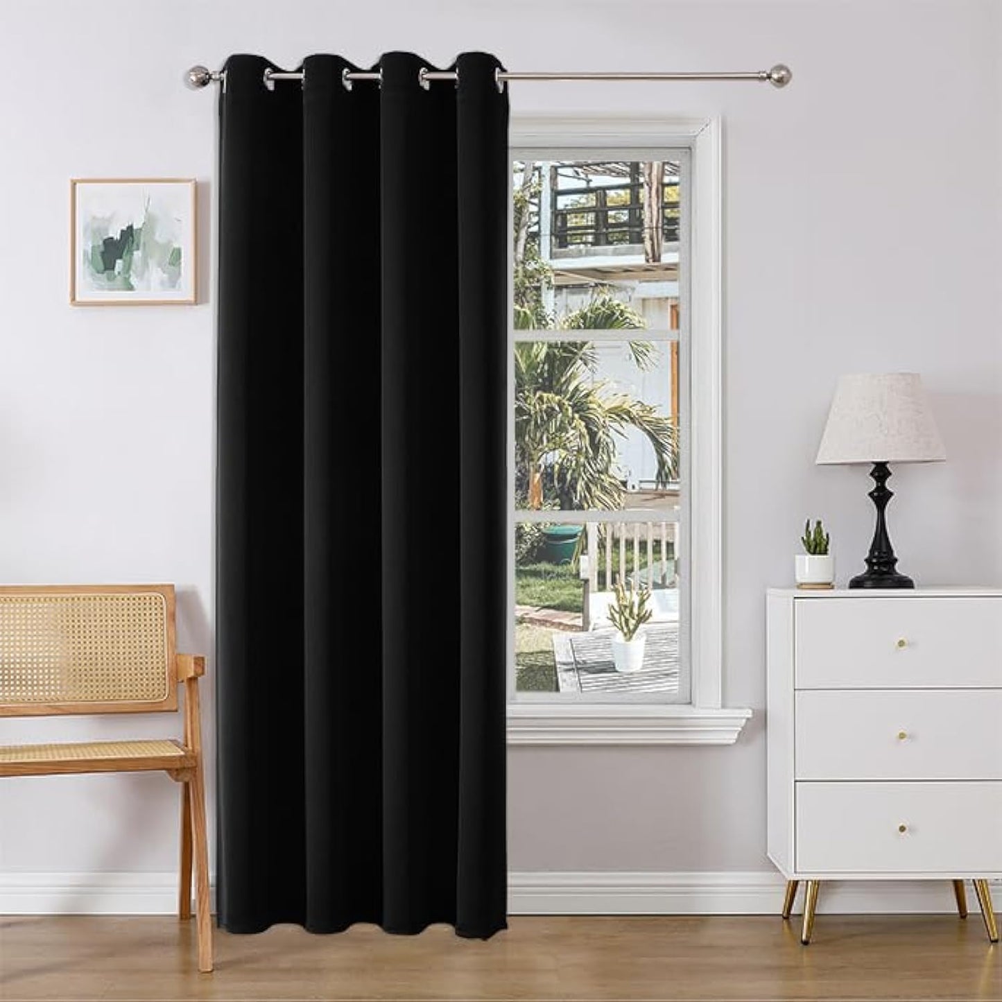 Joydeco Door Curtain for Closet Doors 78 Inches Long 1 Panel, Blackout Doorway Curtain for Open Closet Bedroom, Room Divider for Privacy (Grey, 40Wx78L)