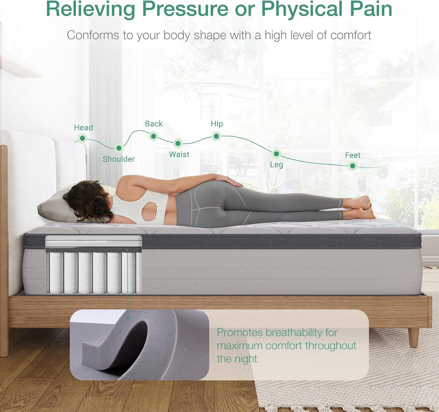 Novilla King Mattress, 12 Inch Hybrid Mattress King with Comfort Foam, Innerspring Pillow Top Mattresses in a Box, Comfort Layer for Pressure & Pain Relief, Soft Feel but Supportive