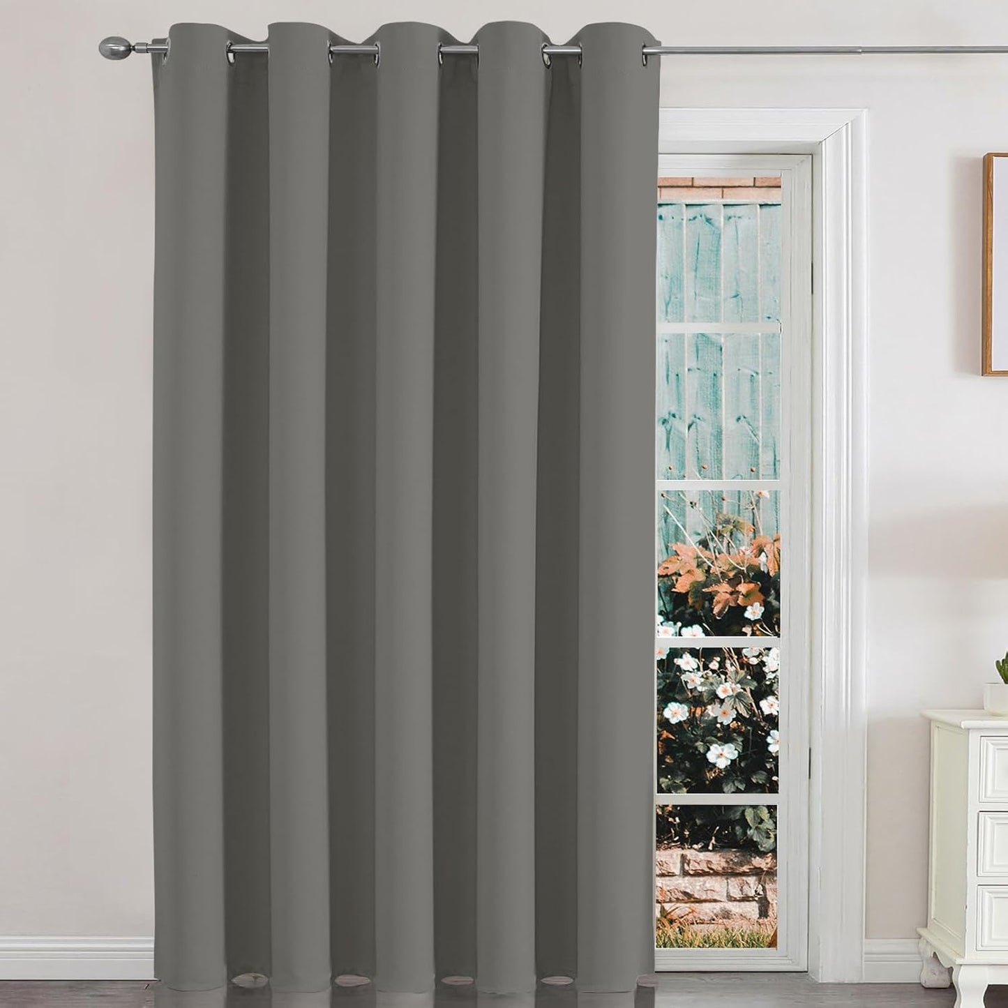 Joydeco Door Curtain for Closet Doors 78 Inches Long 1 Panel, Blackout Doorway Curtain for Open Closet Bedroom, Room Divider for Privacy (Grey, 40Wx78L)
