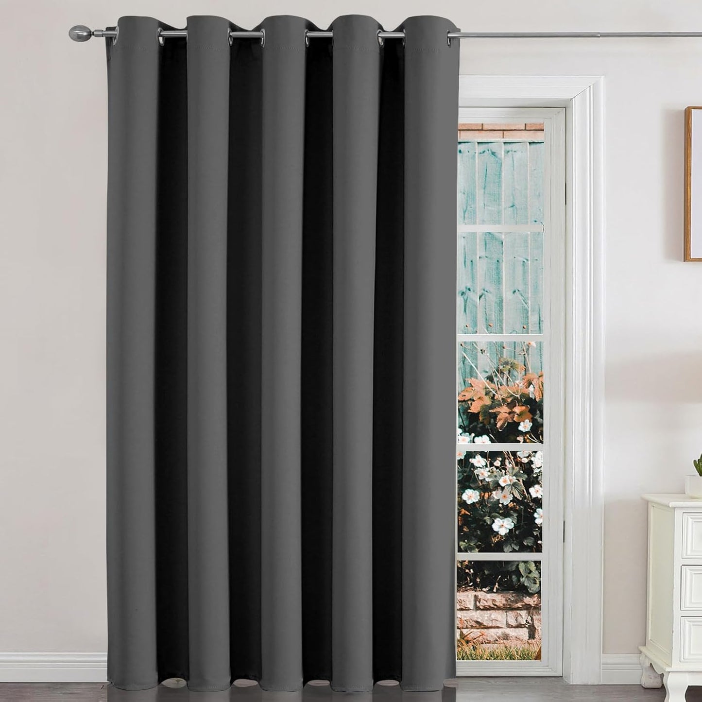 Joydeco Door Curtain for Closet Doors 78 Inches Long 1 Panel, Blackout Doorway Curtain for Open Closet Bedroom, Room Divider for Privacy (Grey, 40Wx78L)