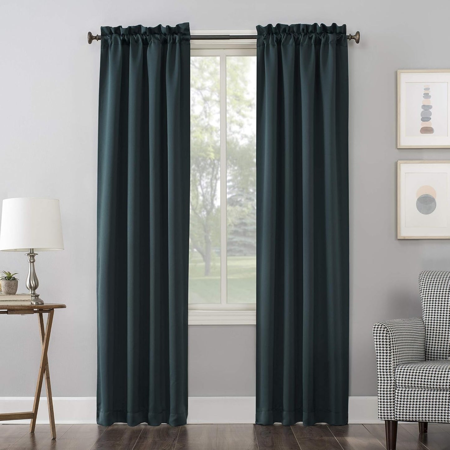 Sun Zero Easton Energy Saving Blackout Rod Pocket Curtain Panel, 40" x 84", Black