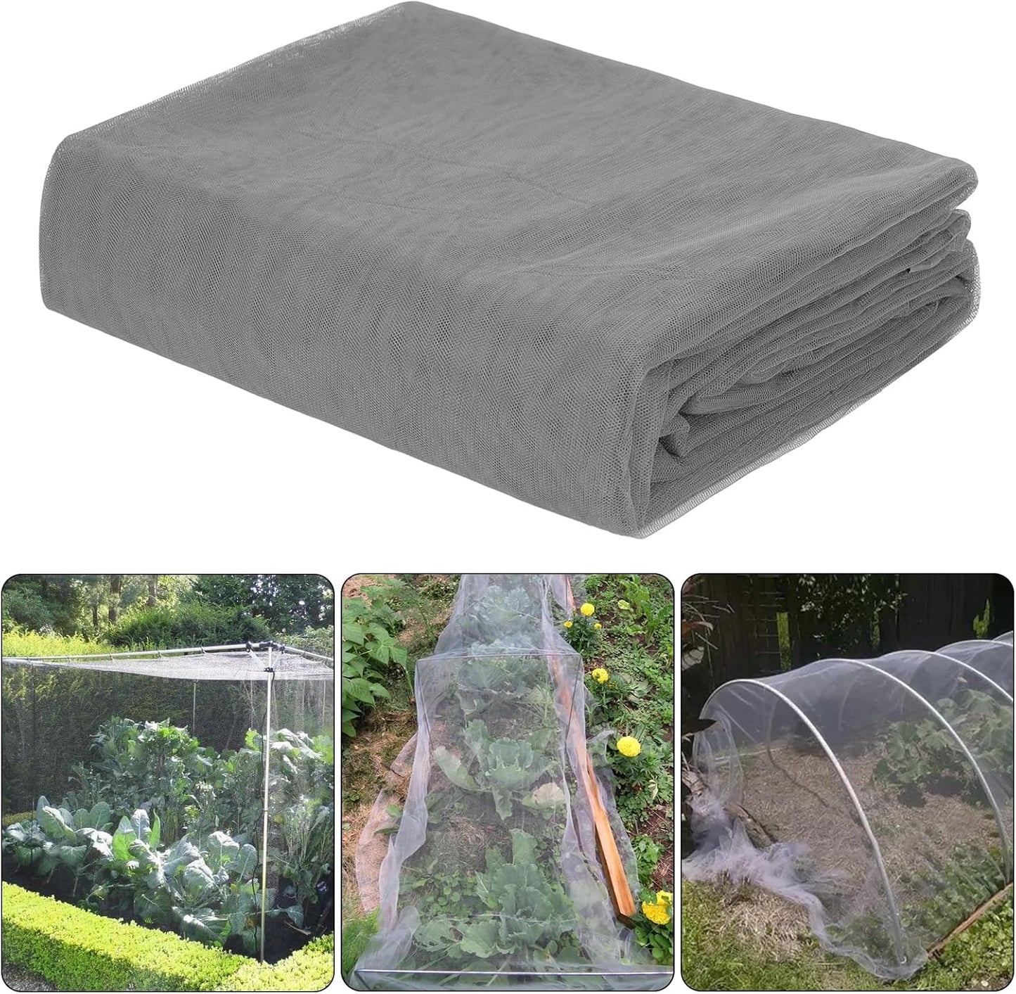 39x10Ft Mosquito Netting Garden Mesh Netting,Fly Bird Net Barrier Hunting Blind Plant Protecting Net, 3x12m Black