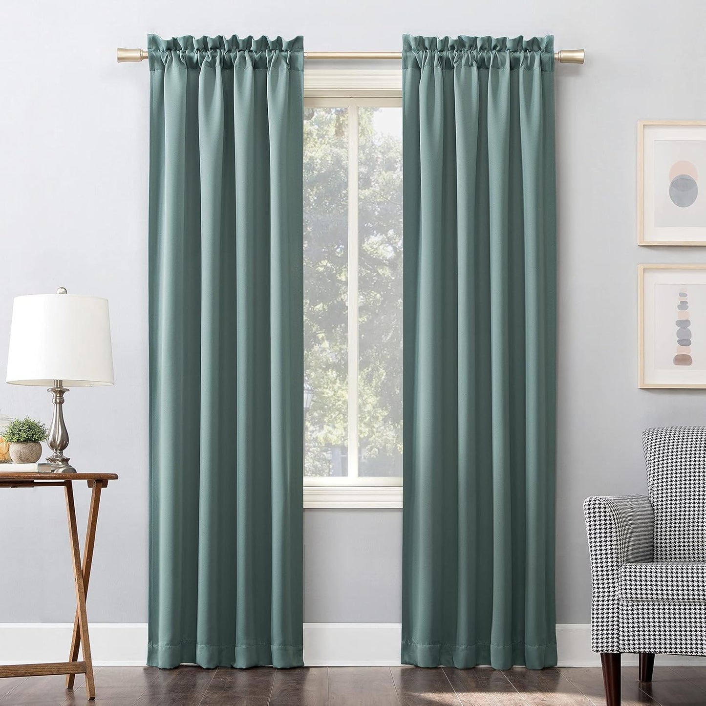 Sun Zero Easton Energy Saving Blackout Rod Pocket Curtain Panel, 40" x 84", Black