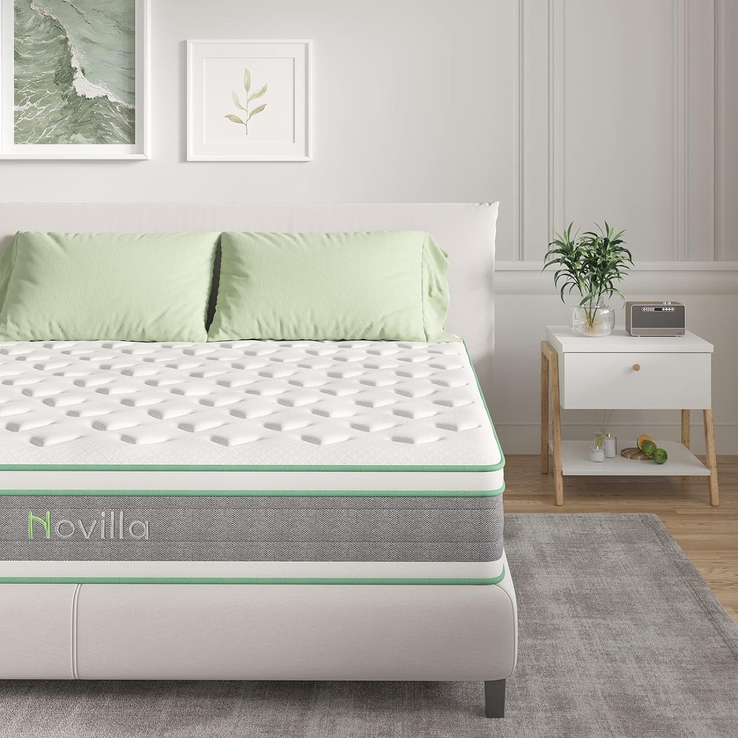 Novilla King Mattress, 12 Inch Hybrid Mattress King with Comfort Foam, Innerspring Pillow Top Mattresses in a Box, Comfort Layer for Pressure & Pain Relief, Soft Feel but Supportive