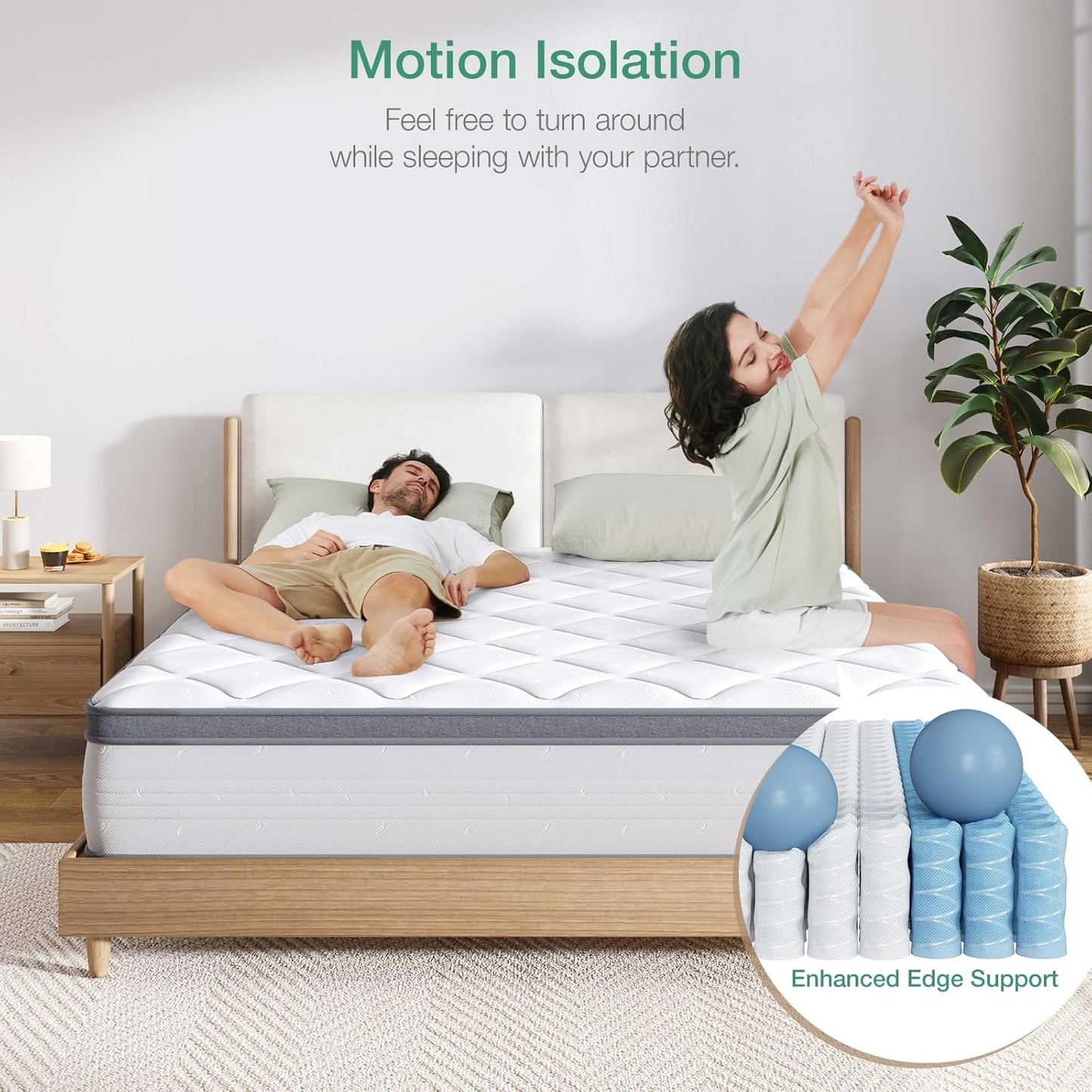 Novilla King Mattress, 12 Inch Hybrid Mattress King with Comfort Foam, Innerspring Pillow Top Mattresses in a Box, Comfort Layer for Pressure & Pain Relief, Soft Feel but Supportive