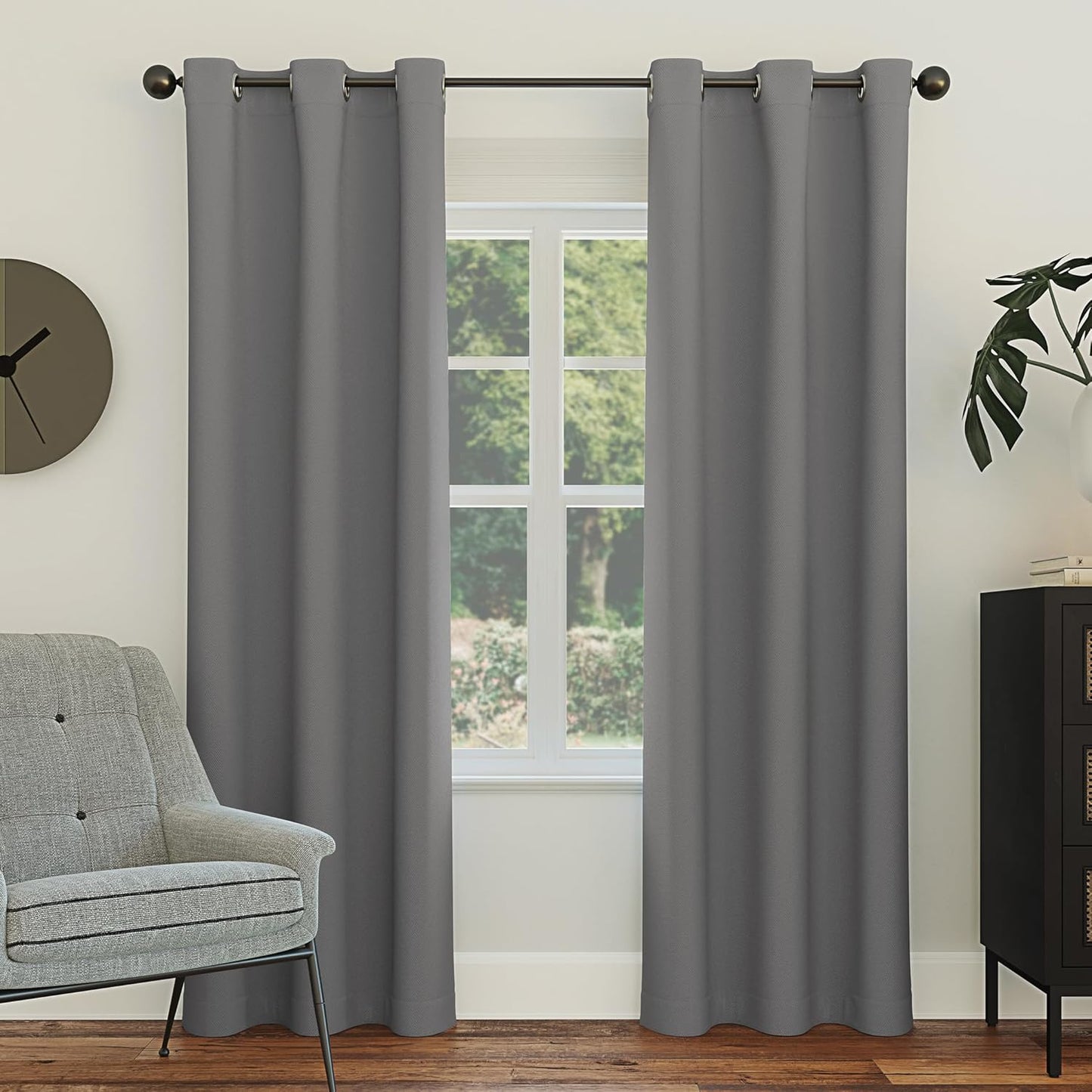 Sun Zero Easton Energy Saving Blackout Rod Pocket Curtain Panel, 40" x 84", Black