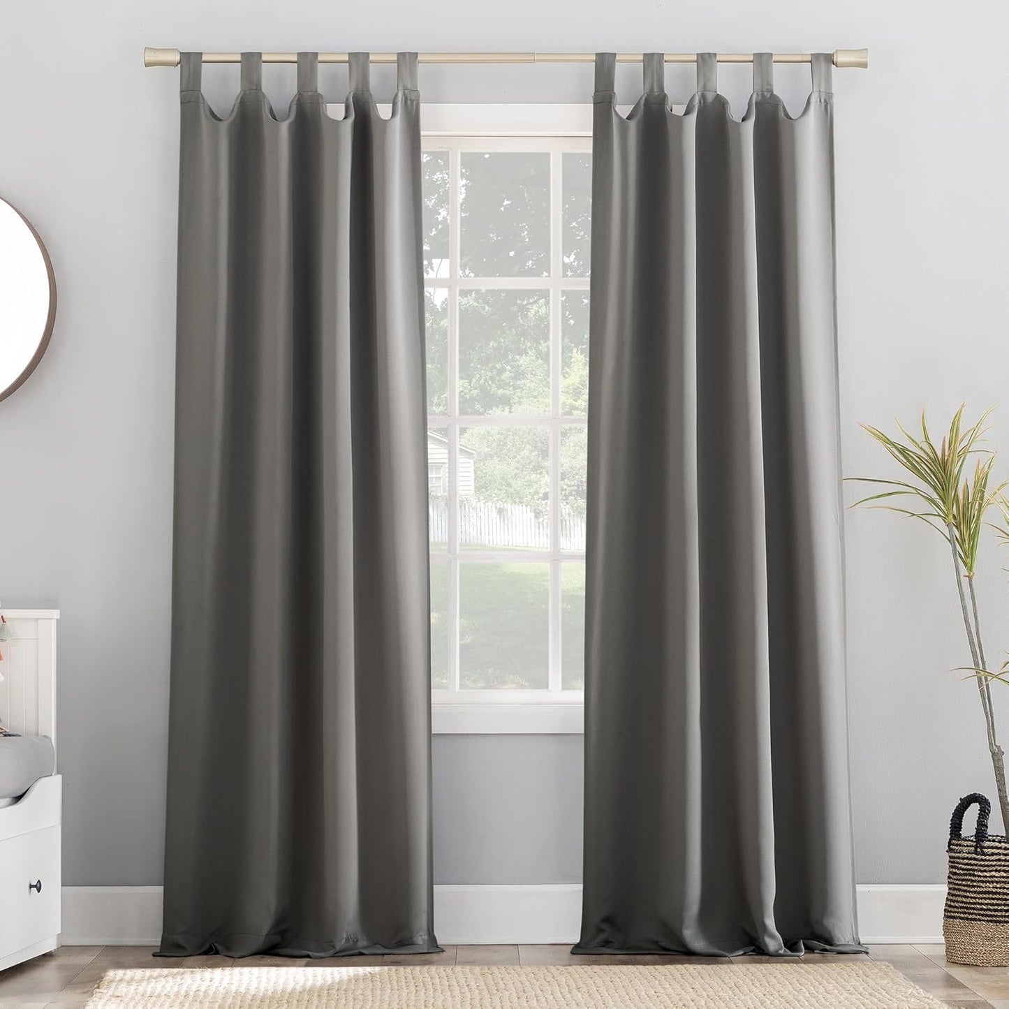 Sun Zero Easton Energy Saving Blackout Rod Pocket Curtain Panel, 40" x 84", Black
