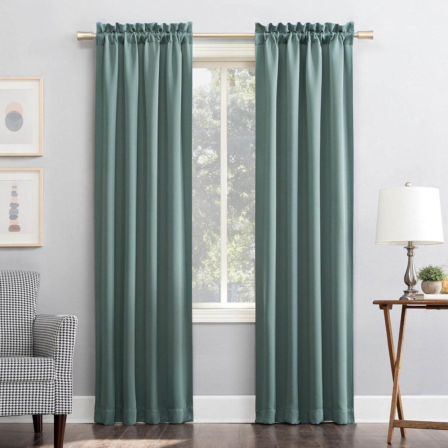 Sun Zero Easton Energy Saving Blackout Rod Pocket Curtain Panel, 40" x 84", Black