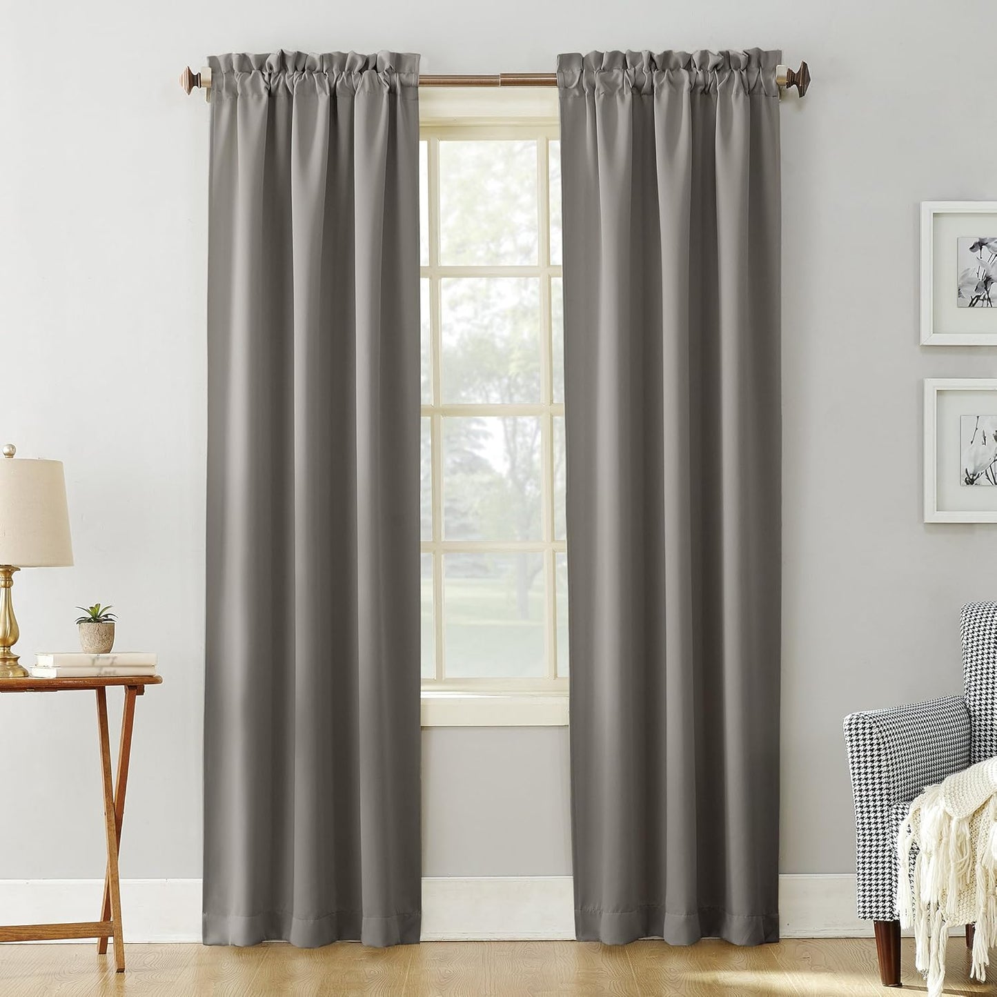 Sun Zero Easton Energy Saving Blackout Rod Pocket Curtain Panel, 40" x 84", Black