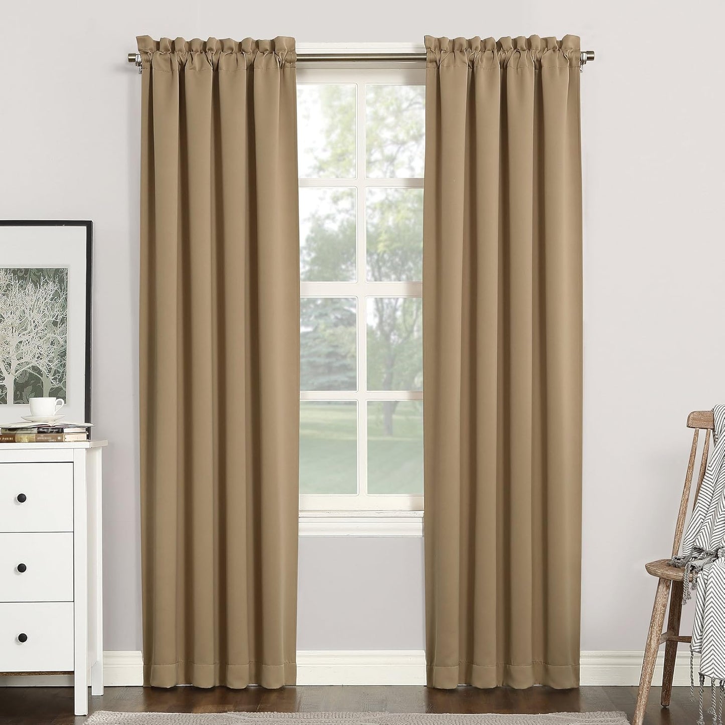 Sun Zero Easton Energy Saving Blackout Rod Pocket Curtain Panel, 40" x 84", Black