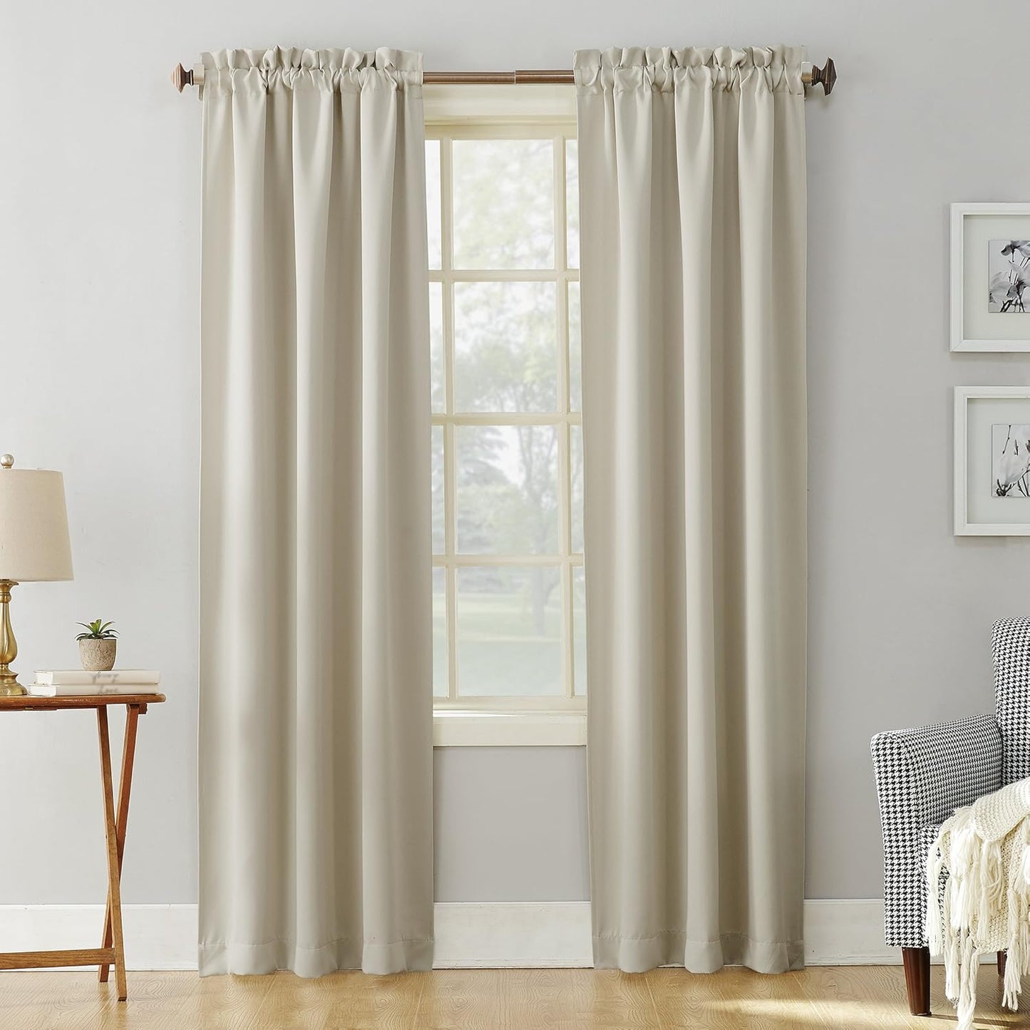 Sun Zero Easton Energy Saving Blackout Rod Pocket Curtain Panel, 40" x 84", Black