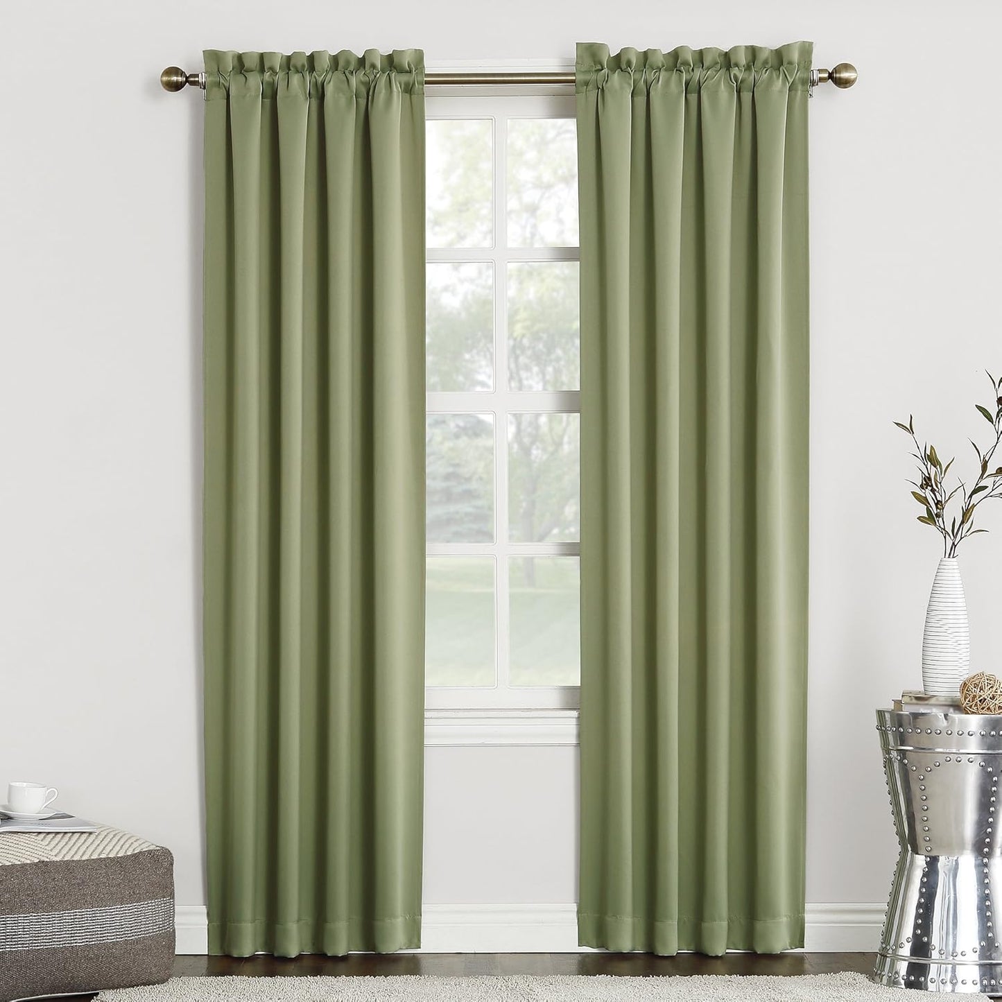 Sun Zero Easton Energy Saving Blackout Rod Pocket Curtain Panel, 40" x 84", Black